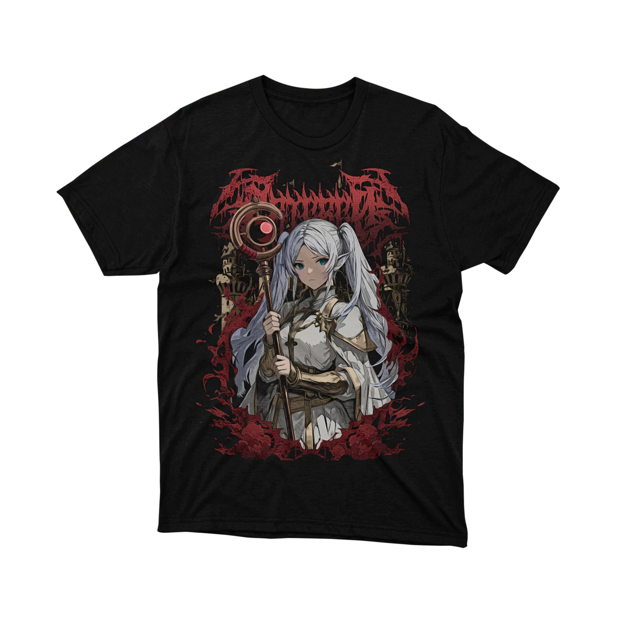 Frieren Anime TShirt Dark Fantasy Art Elf Mage Frieren Beyond Journeys End