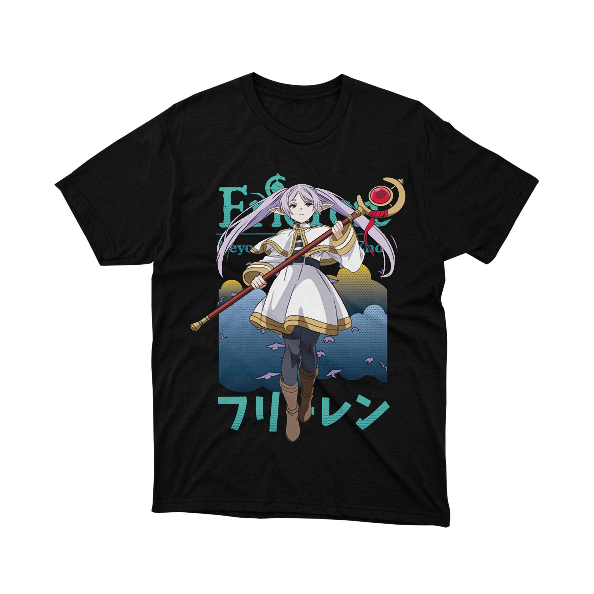Frieren Anime TShirt Full Body Pose Elf Mage Beyond Journeys End Manga