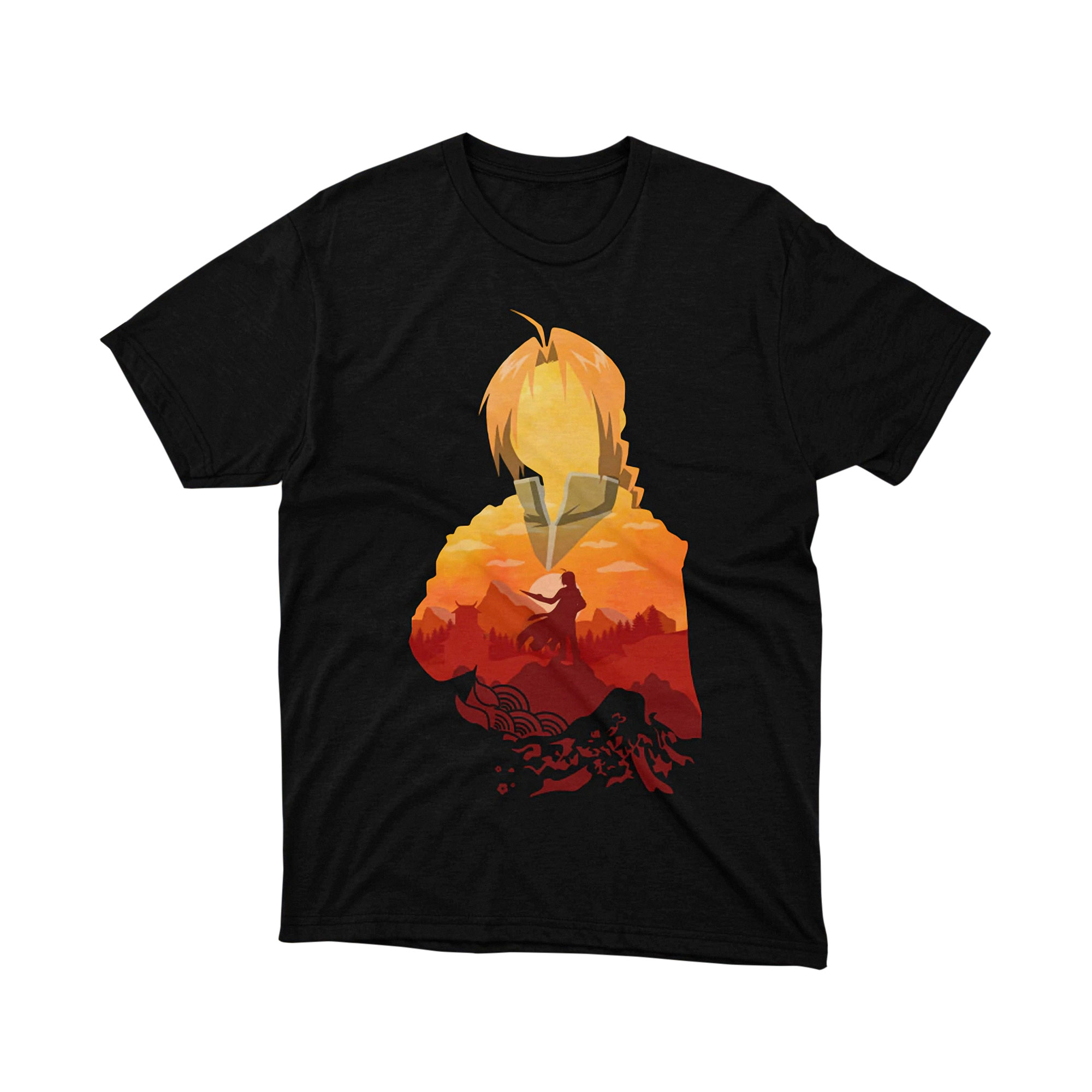 Fullmetal Alchemist T Shirt Edward Elric Silhouette Scenery Anime Fan
