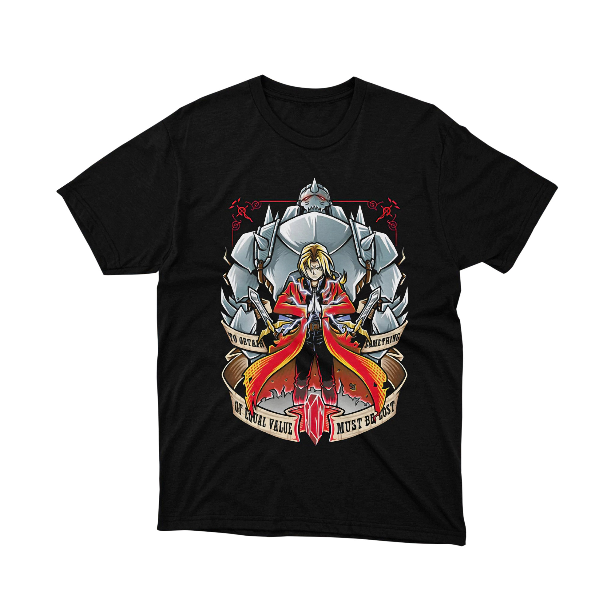 Fullmetal Alchemist T Shirt Elric Brothers Equal Exchange Quote Anime