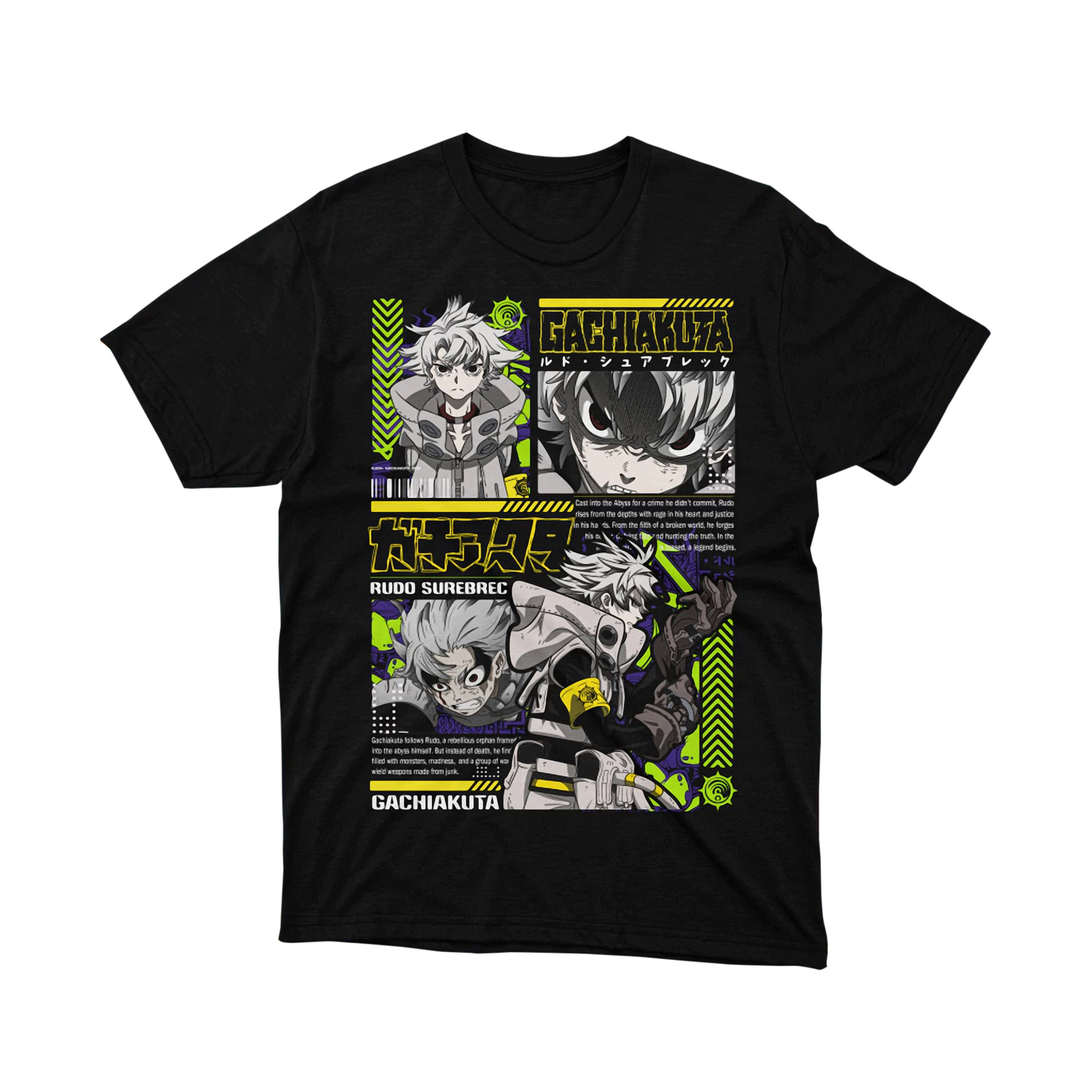 Gachiakuta T Shirt Rudo Surebrec Character Collage Anime Manga