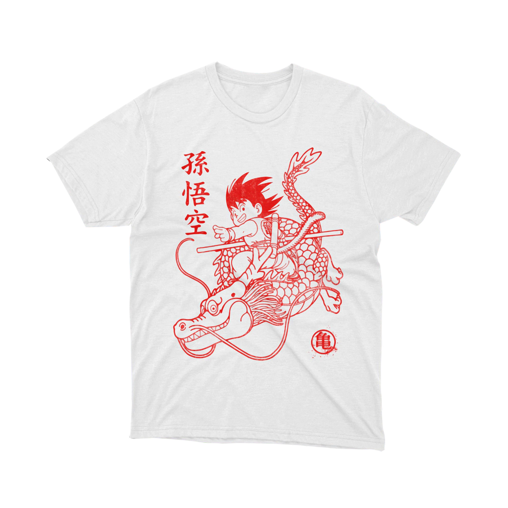 Goku and Shenron Dragon Ride Tee Unisex Anime Graphic Shirt Japanese Manga Style Vintage Red Print Gift for Fans