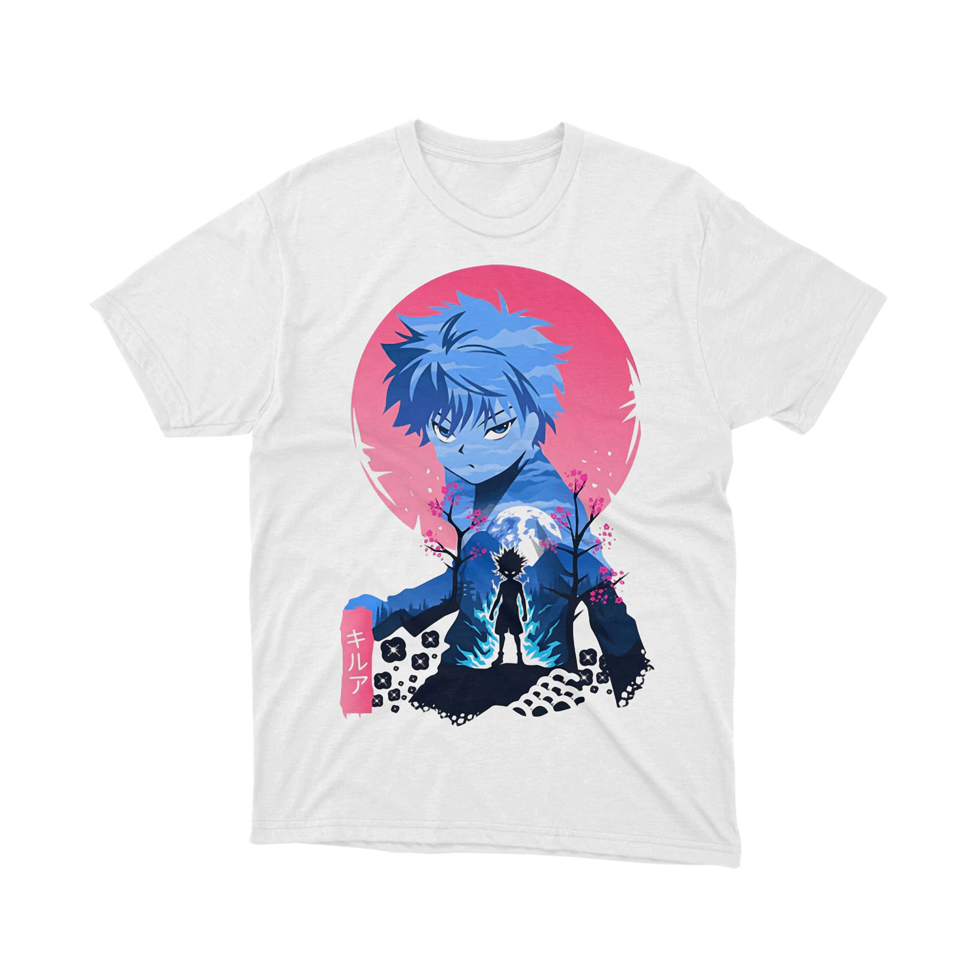 Hunter x Hunter Killua Zoldyck Blue Pink Silhouette T Shirt