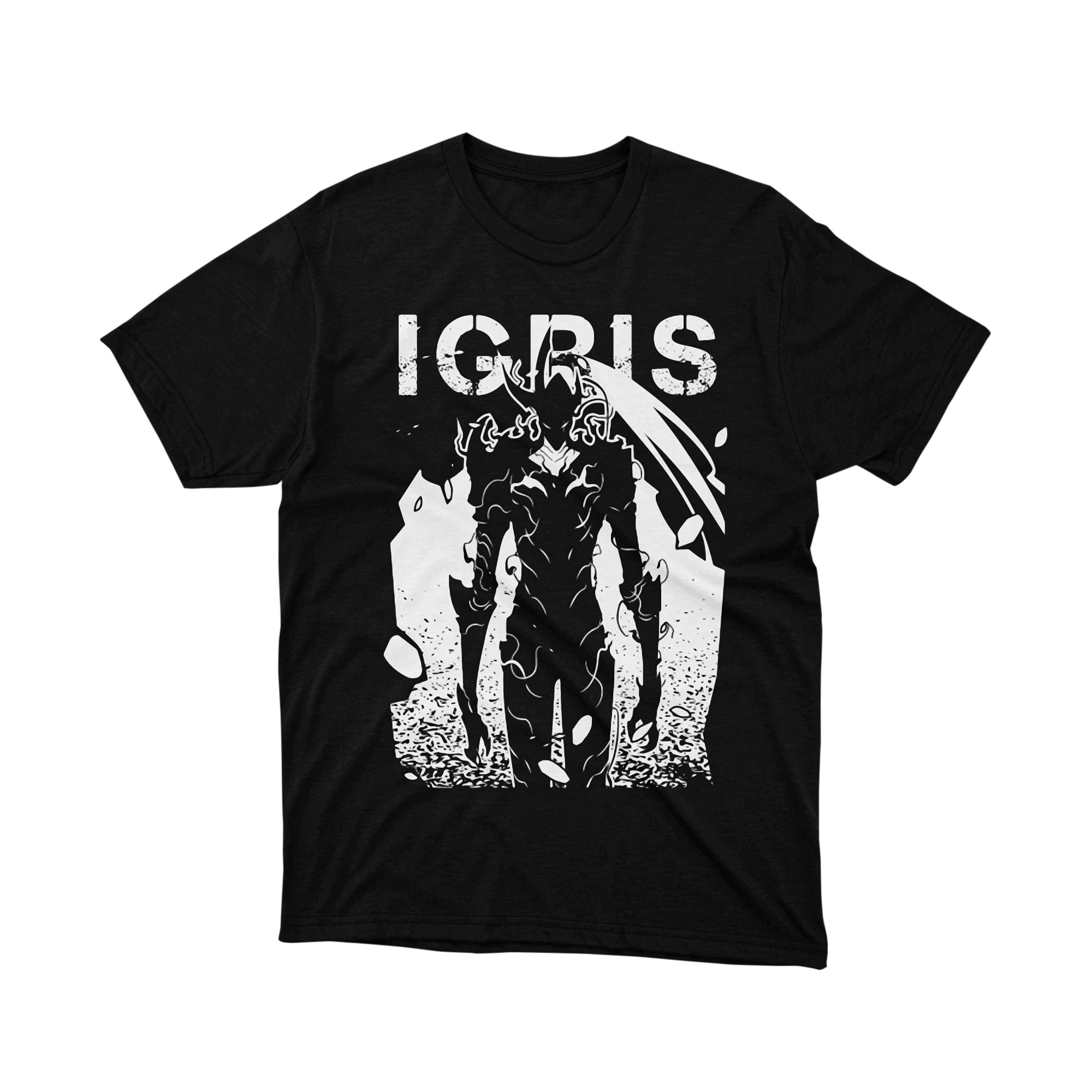 Igris Shadow Knight Flame Monochrome Armor Solo Leveling Anime T Shirt