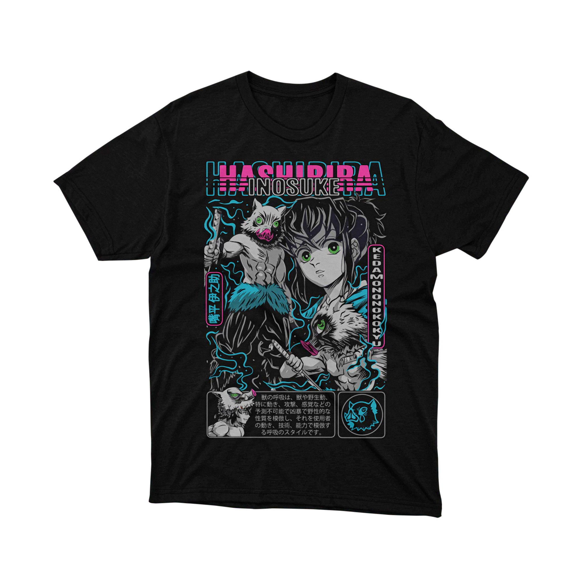 Inosuke Hashibira Wild Style Demon Slayer Anime T Shirt Rave Japanese Art