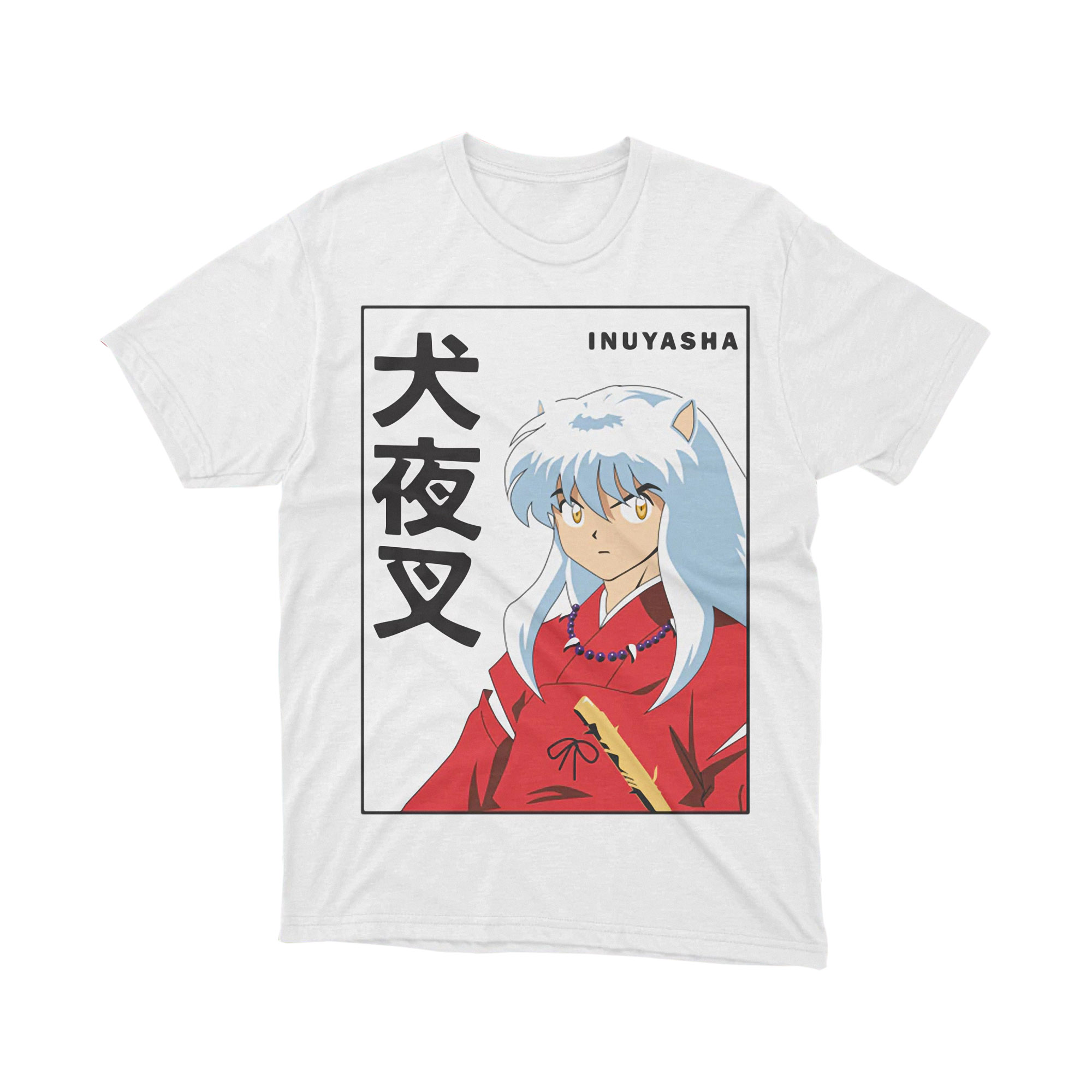 Inuyasha Kanji Art Classic Anime Graphic T Shirt White Japanese Style Tee