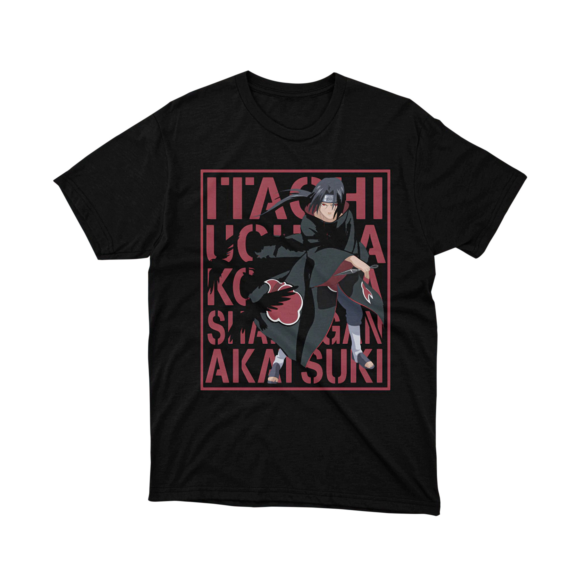 Itachi Uchiha Akatsuki Red Letterbox Naruto Anime Art Graphic T Shirt