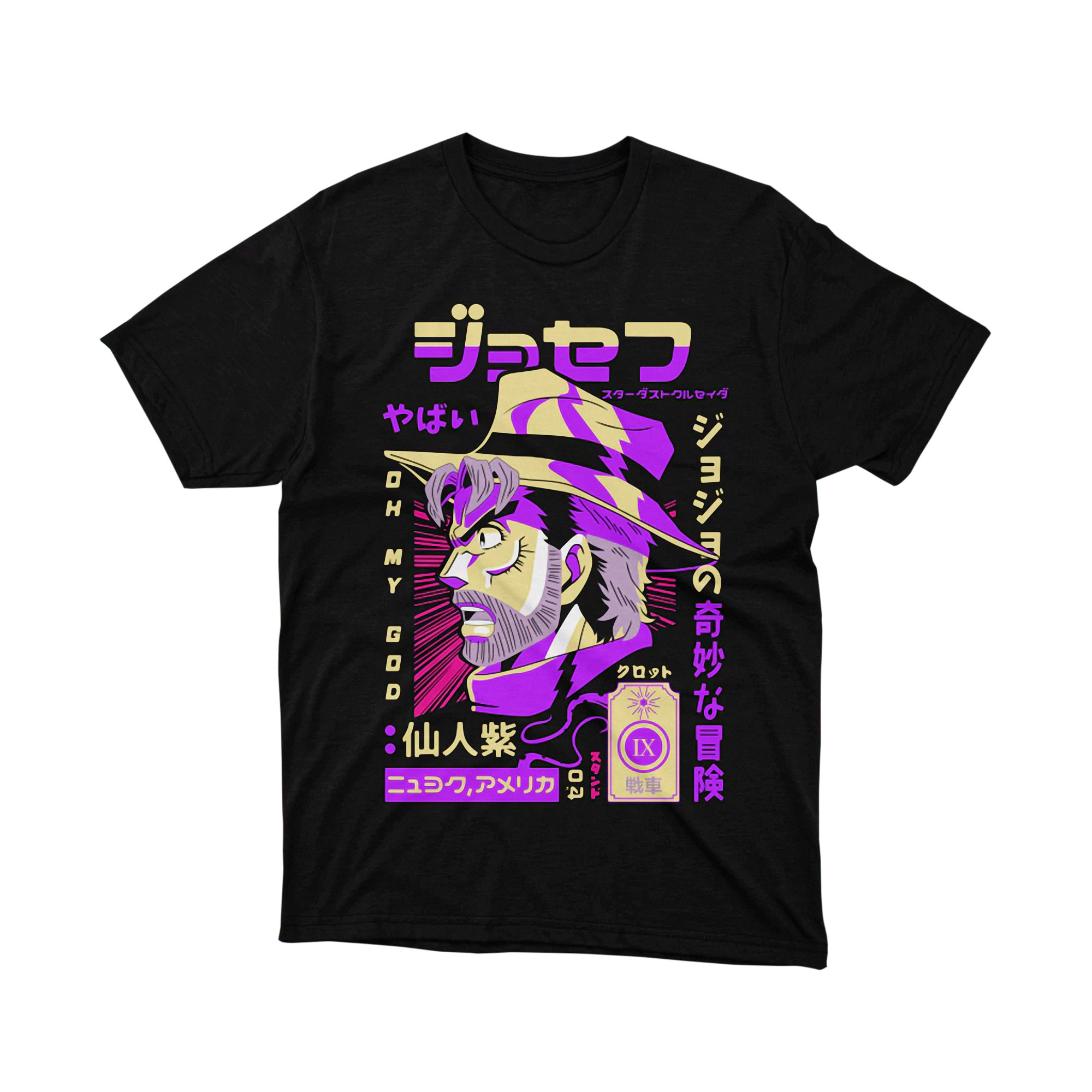 Joseph Joestar Neon JoJo Bizarre Adventure Anime Graphic T Shirt