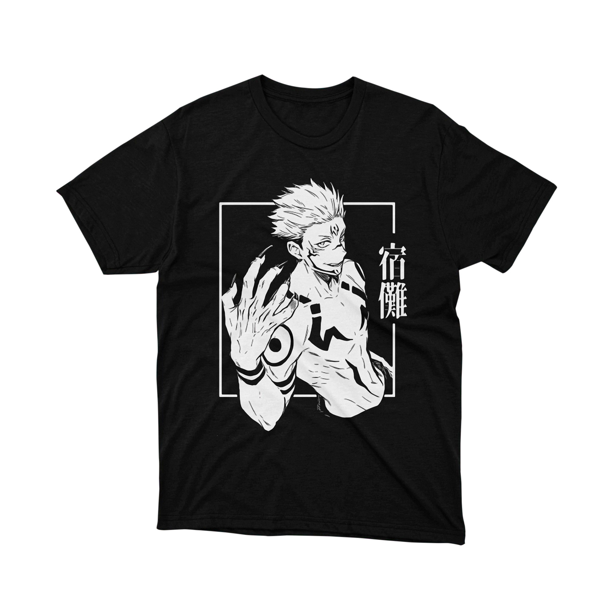Jujutsu Kaisen Sukuna Ryomen Hand Pose Black White T Shirt