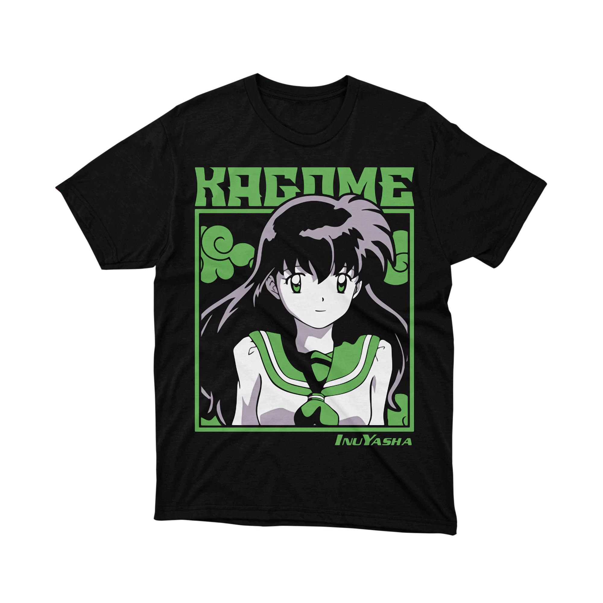 Kagome Higurashi InuYasha Anime Art Graphic T Shirt Green Japanese Style Tee