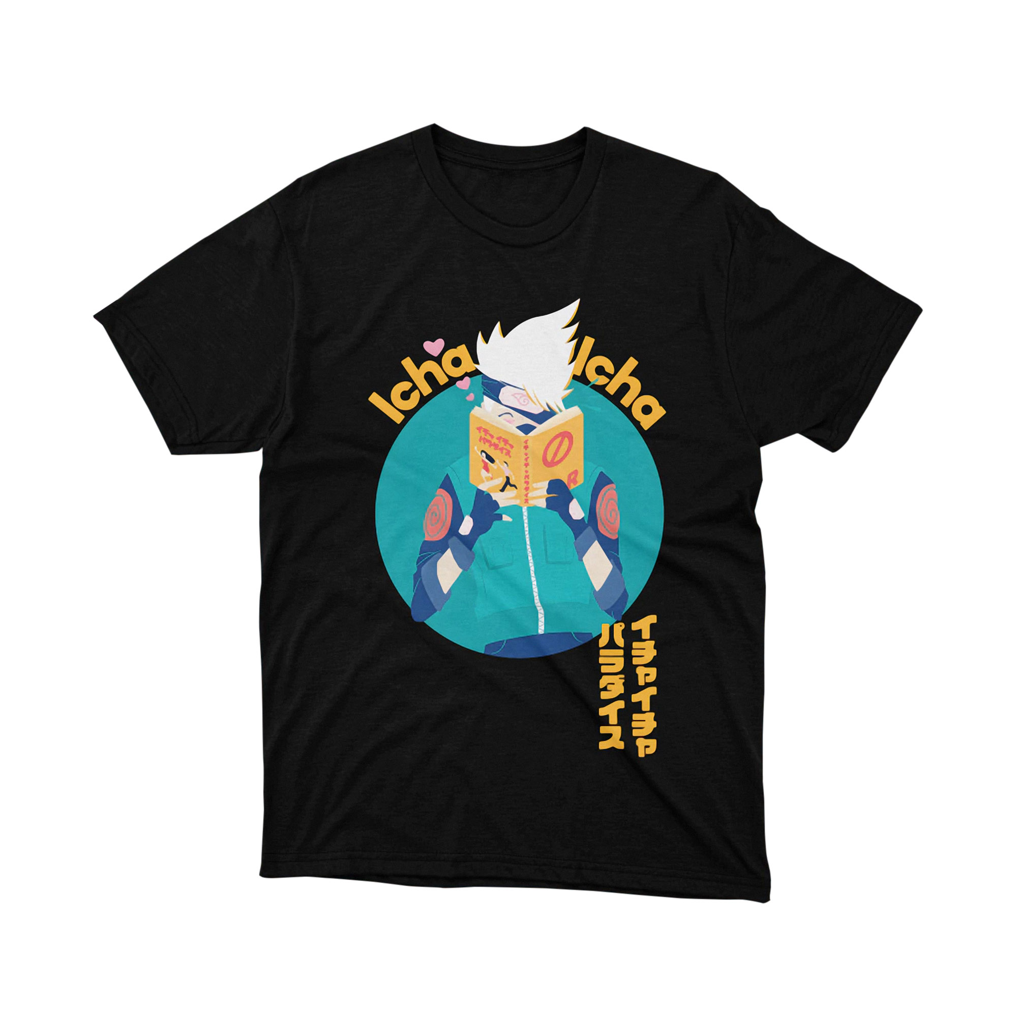 Kakashi Reading Icha Icha Paradise Blue Circle Naruto Anime T Shirt