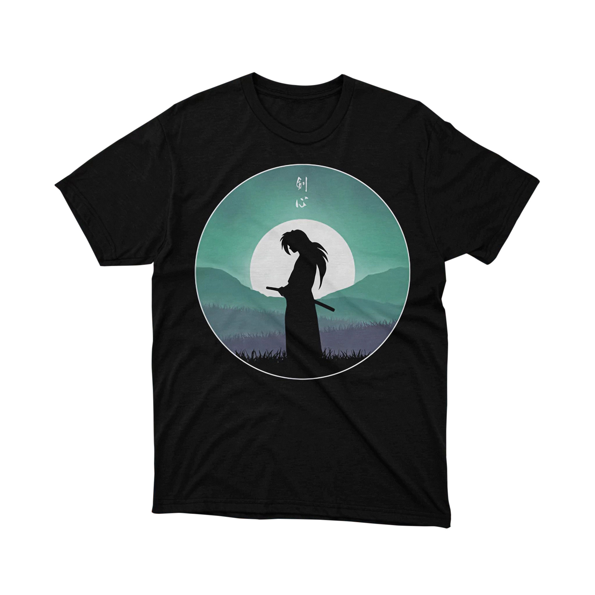 Kenshin Himura Moonlight Mountain Samurai Peaceful Scene Anime T Shirt