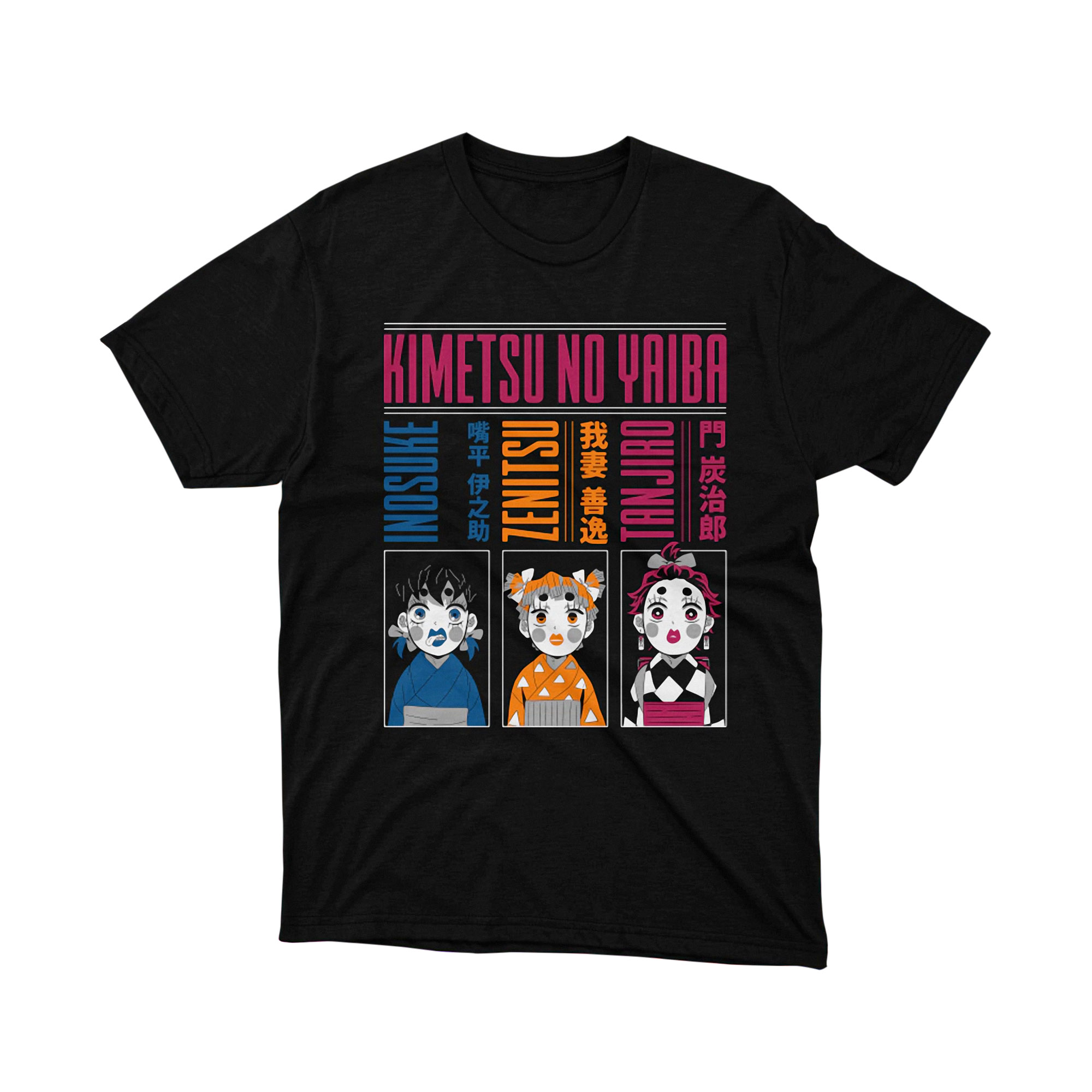 Kimetsu no Yaiba Chibi Trio Anime T Shirt Inosuke Zenitsu Tanjiro Group Tee
