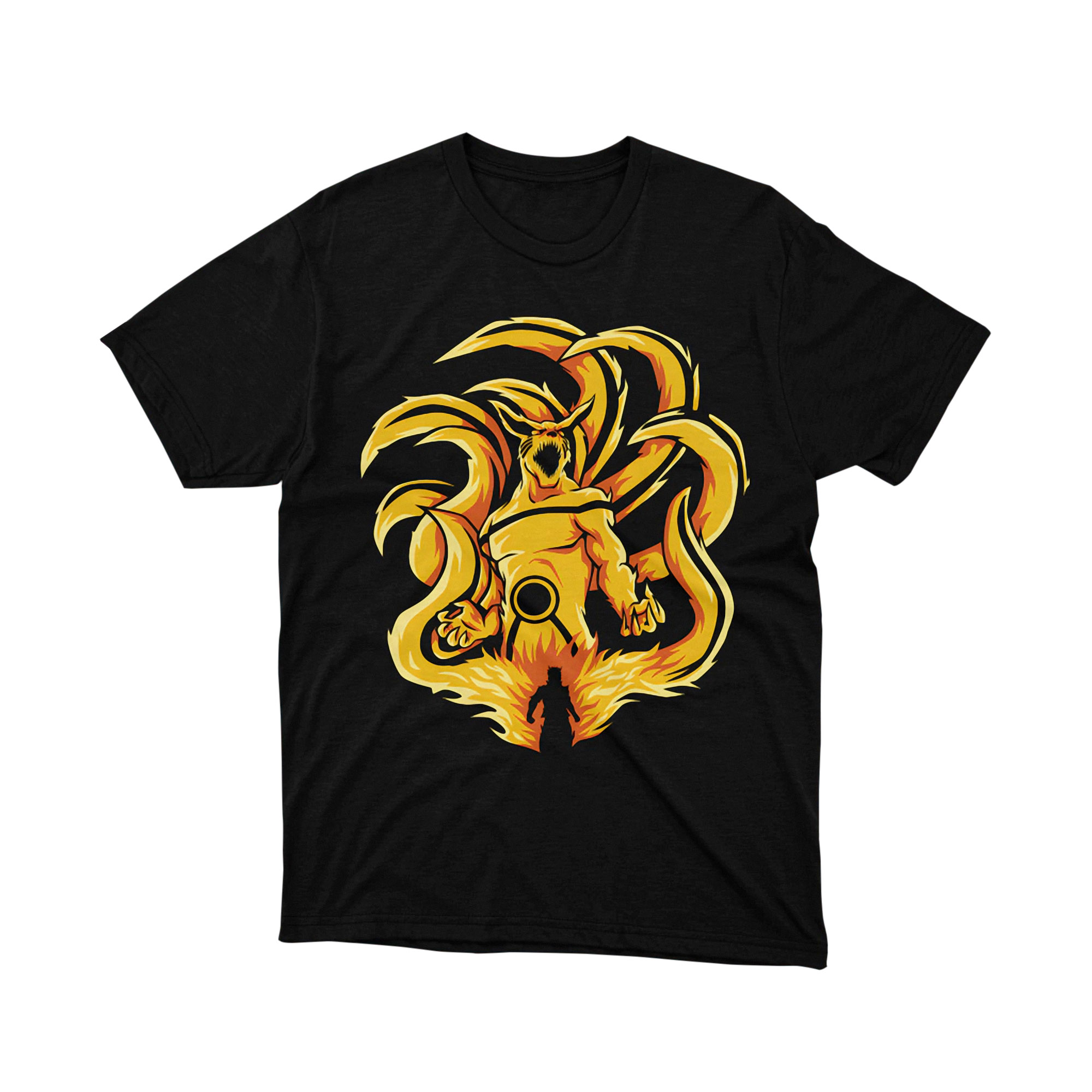 Kurama Nine Tails Fox Yellow Red Aura Naruto Anime Graphic T Shirt