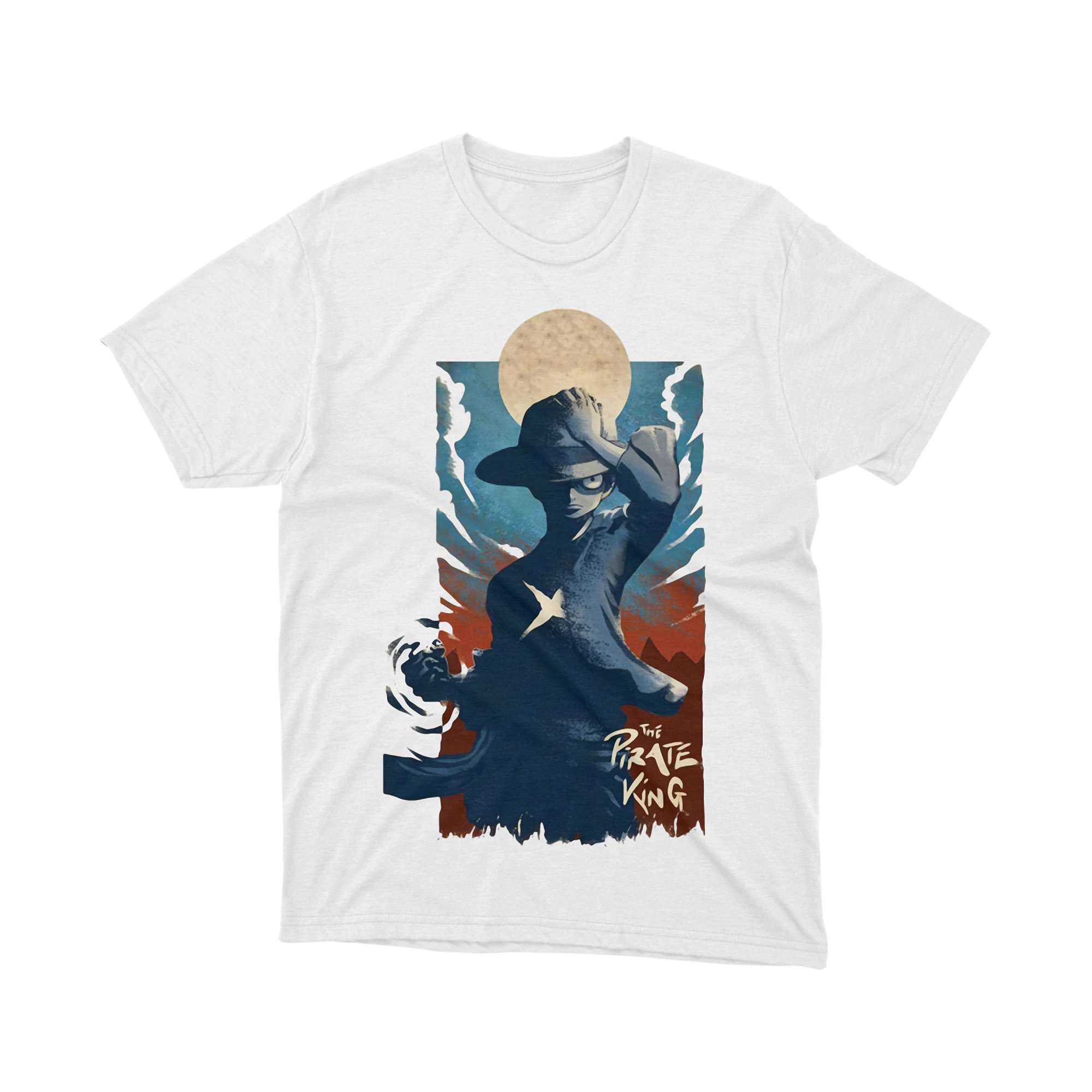 Luffy Pirate King Blue Moon Silhouette Art One Piece Minimal T Shirt