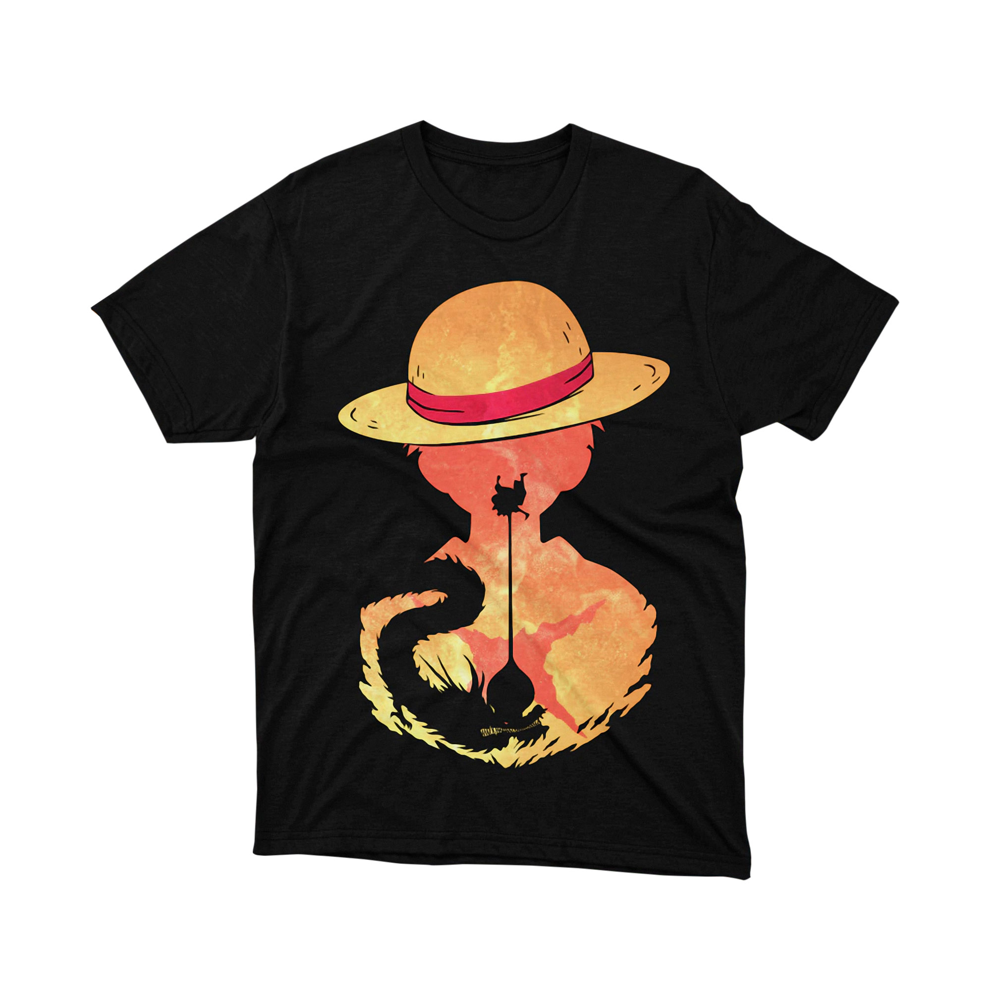 Luffy Starry Night T Shirt, One Piece Anime Graphic Tee for Men and Women, Straw Hat Pirate Artistic Manga Style Shirt