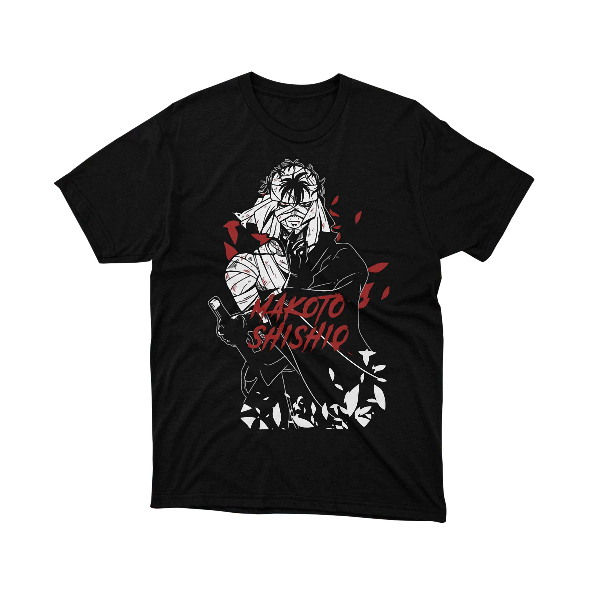 Makoto Shishio Villain Bandage Sword Red Petals Rurouni Kenshin T Shirt