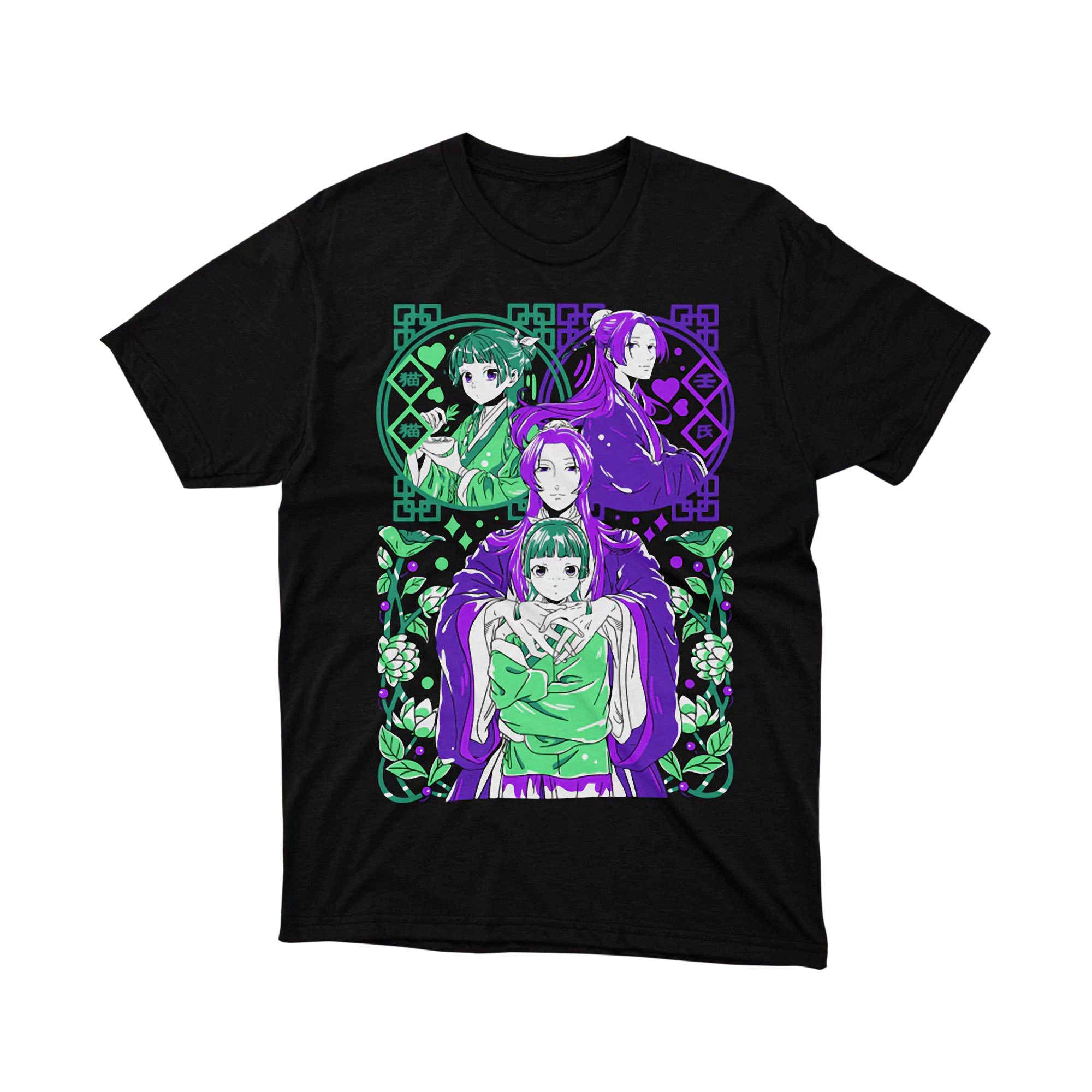 Maomao and Jinshi Floral T Shirt, The Apothecary Diaries Anime Graphic Tee for Men and Women, Japanese Manga Style Shirt, Gift