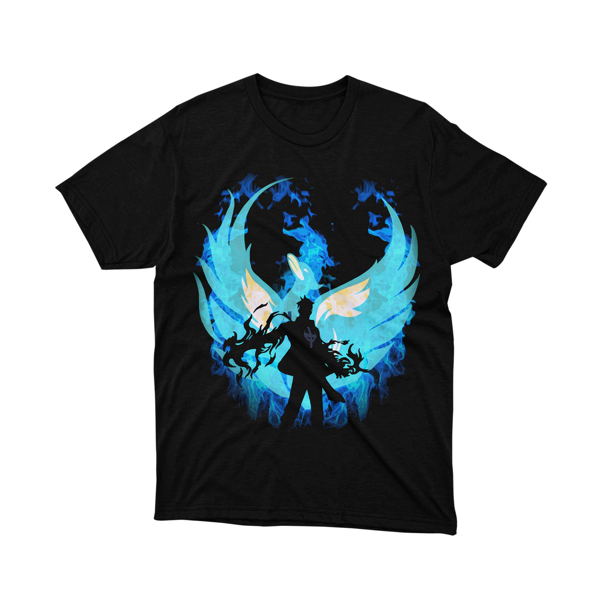 Marco Phoenix Blue Flame Bird Silhouette One Piece Anime T Shirt