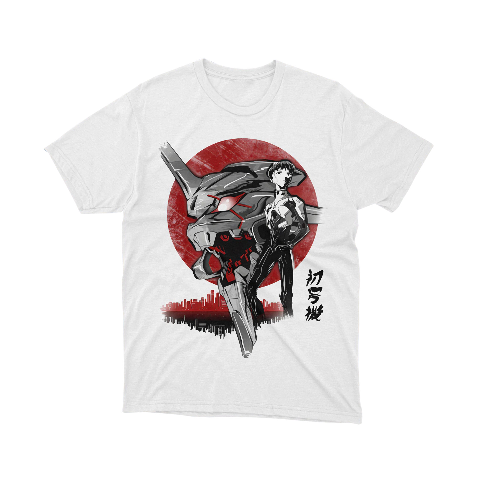 Mecha Pilot Red Moon Shirt Anime Mecha Robot Graphic Tee Japanese Style Art Design Shirt for Men and Women