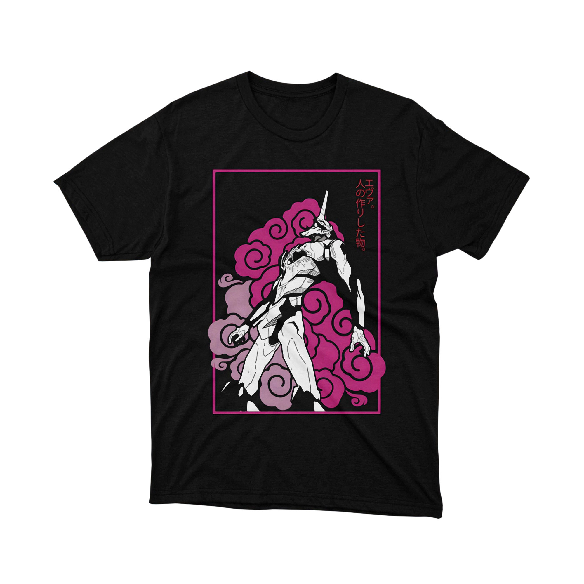 Mecha Robot Rising Shirt Japanese Anime Mecha Graphic Tee Pink Smoke Design Cyberpunk Art Shirt for Men and Women