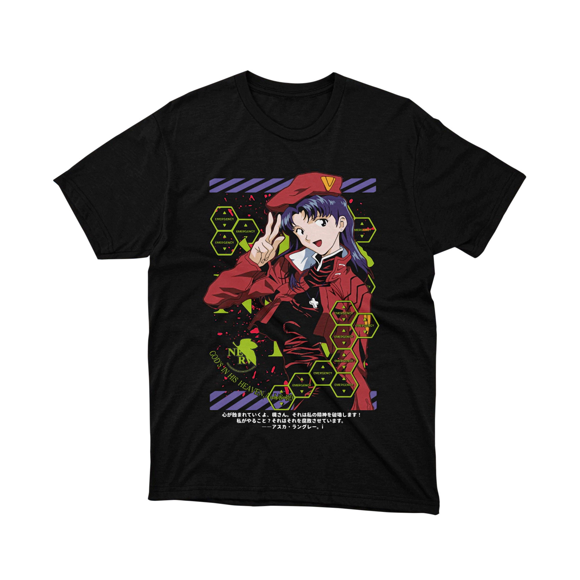 Misato Katsuragi Pilot Suit Evangelion Anime T Shirt Japanese Otaku Graphic Tee