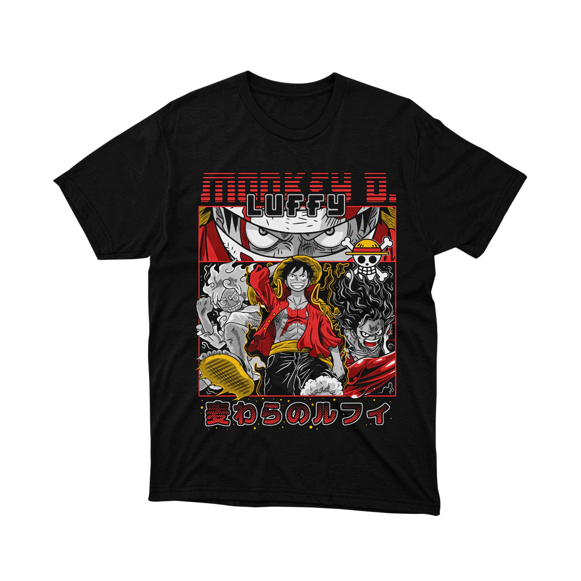 Monkey D Luffy Red Black Epic Mode Anime One Piece Character T Shirt