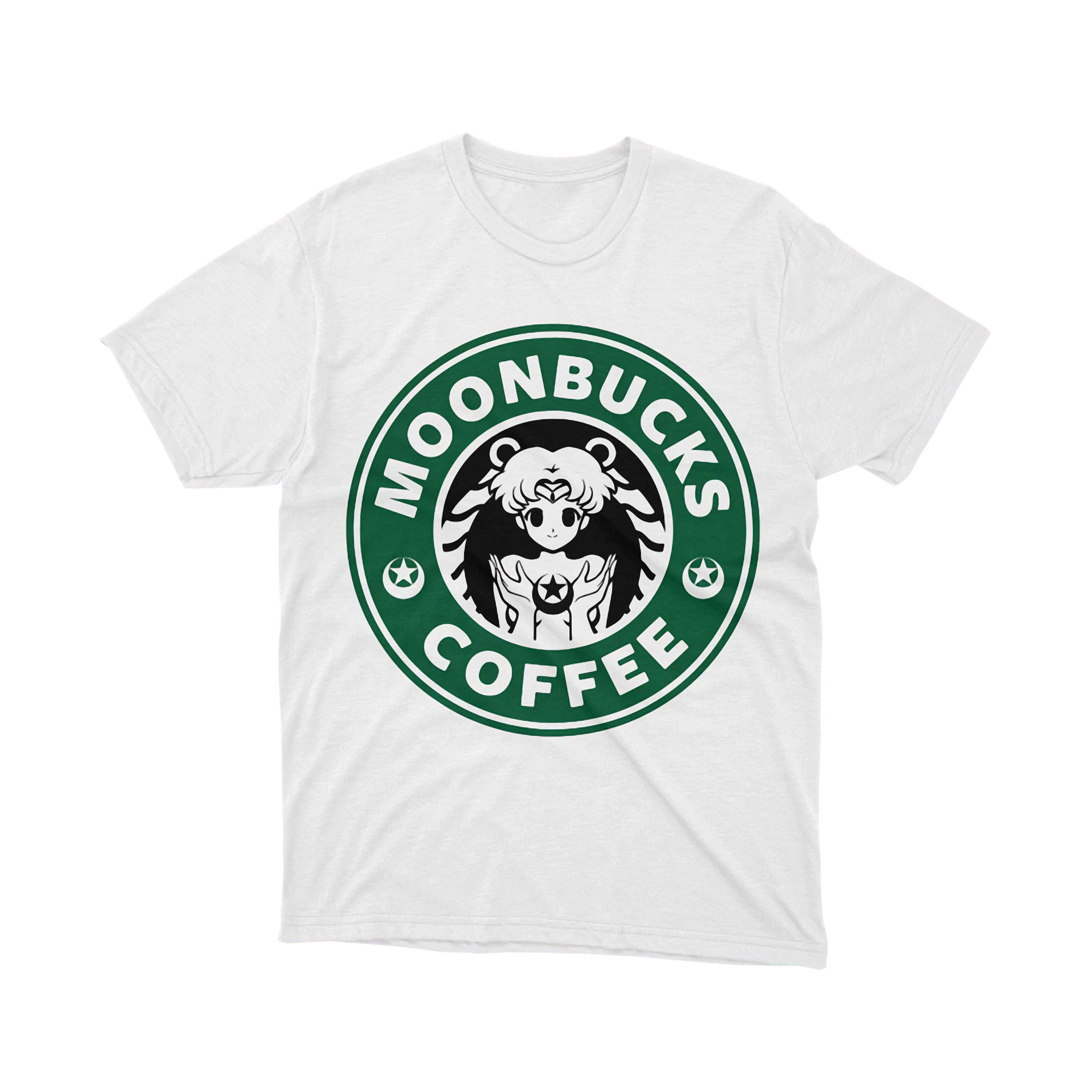 Moonbucks Coffee Sailor Moon Parody Green Logo Cafe Art T Shirt