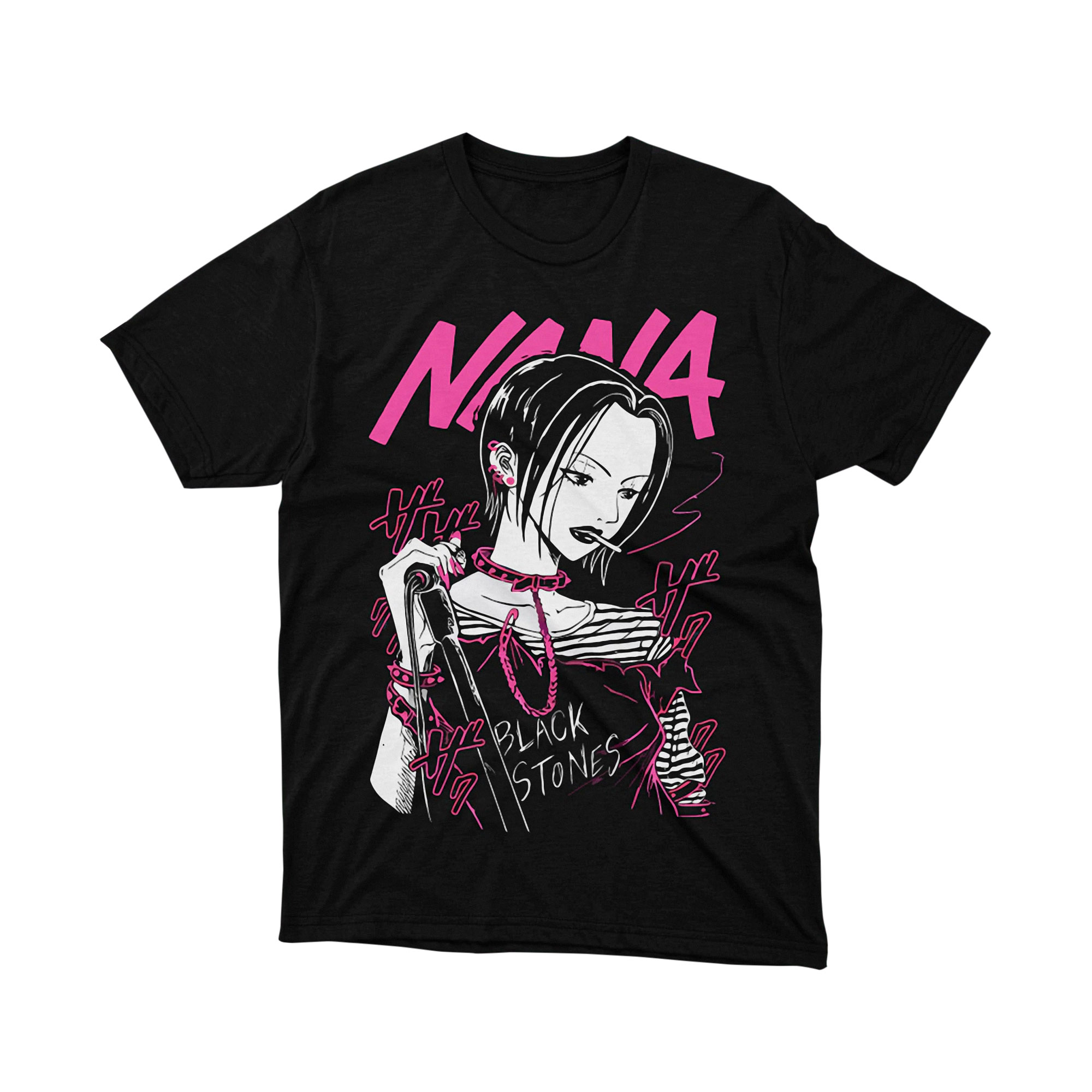 Nana Osaki Black Stones Band Pink Art T Shirt