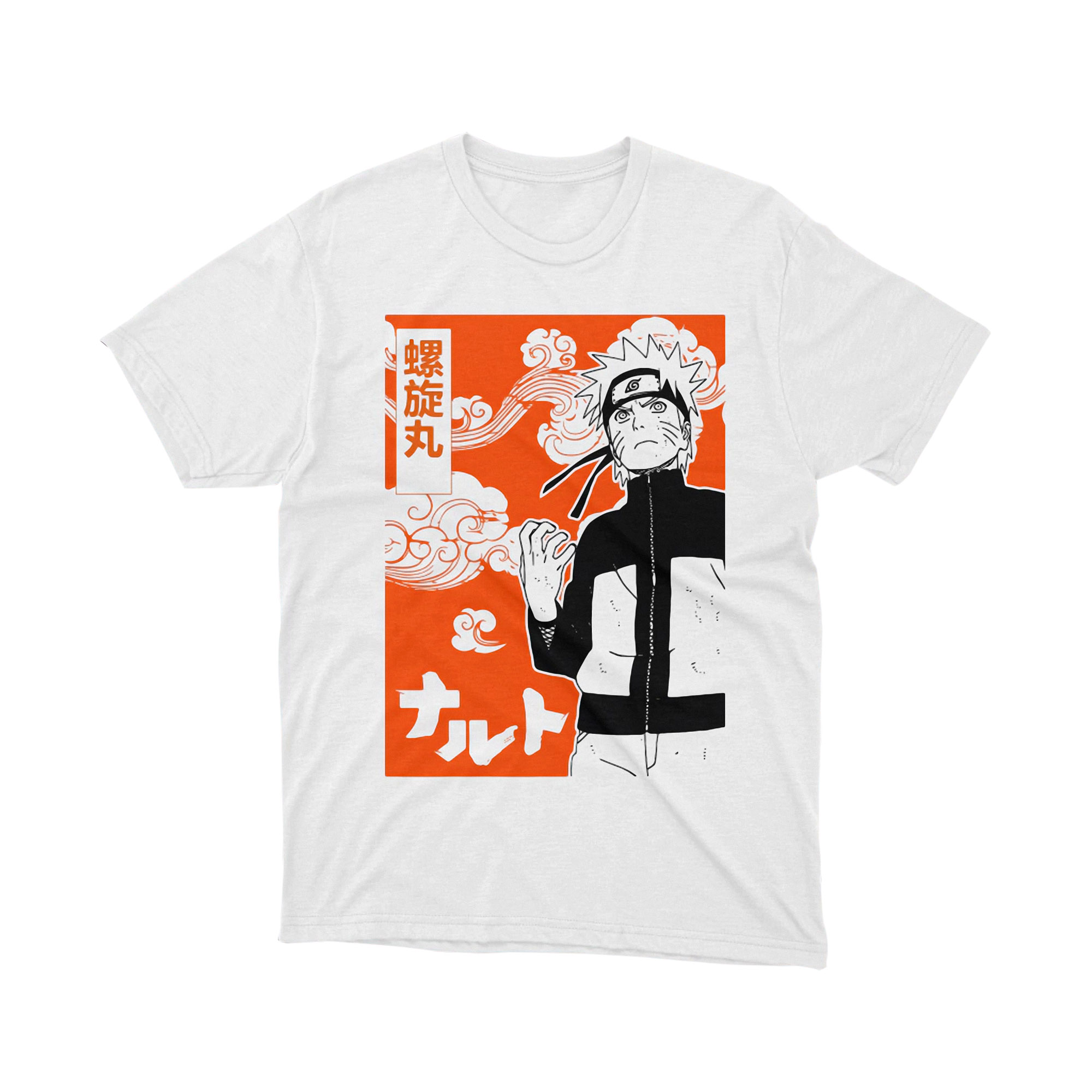 Naruto Manga Panel Bold Orange Box Japanese Anime Graphic T Shirt