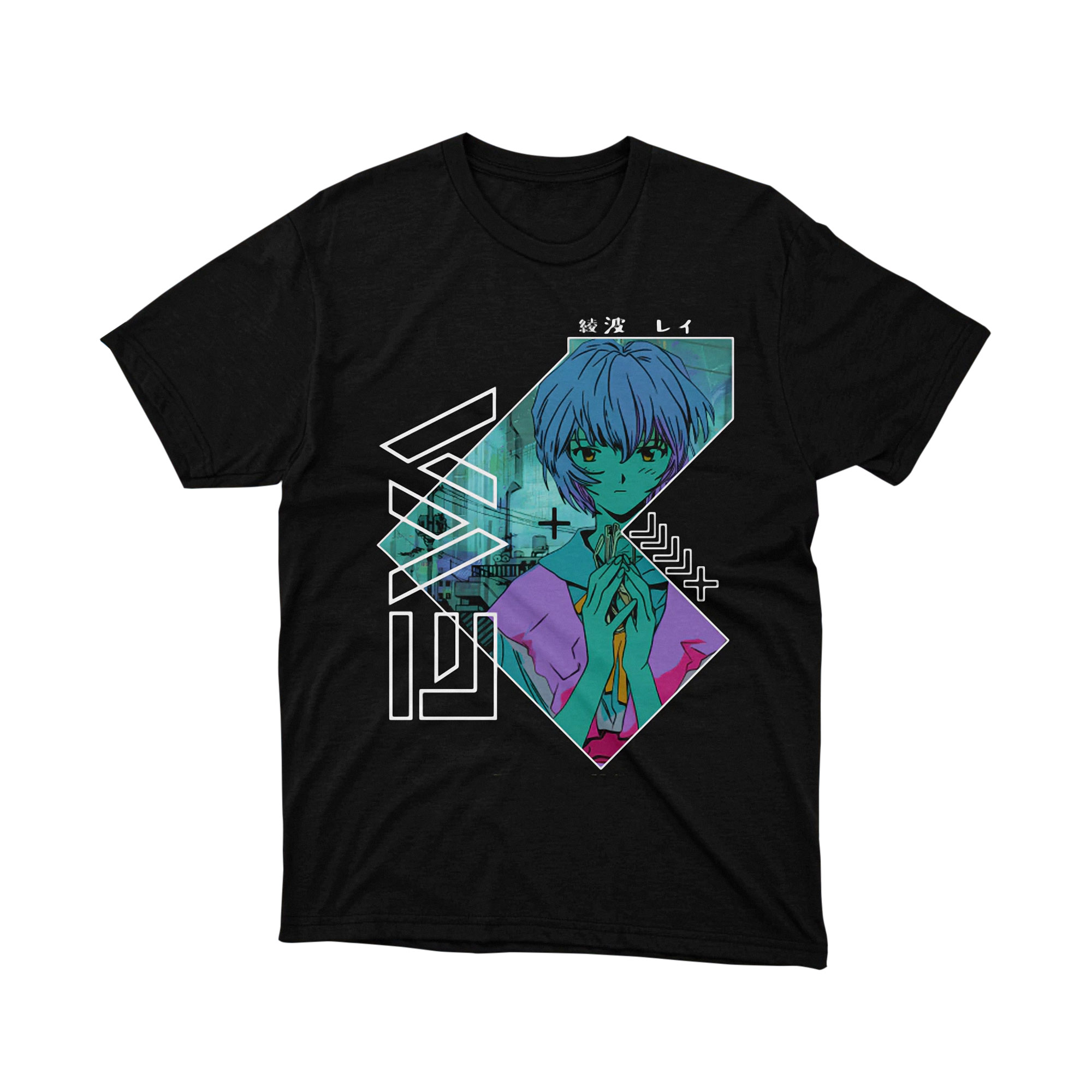 Neon Genesis Evangelion Rei Ayanami Aesthetic Vaporwave Graphic T Shirt Exclusive Anime Tee