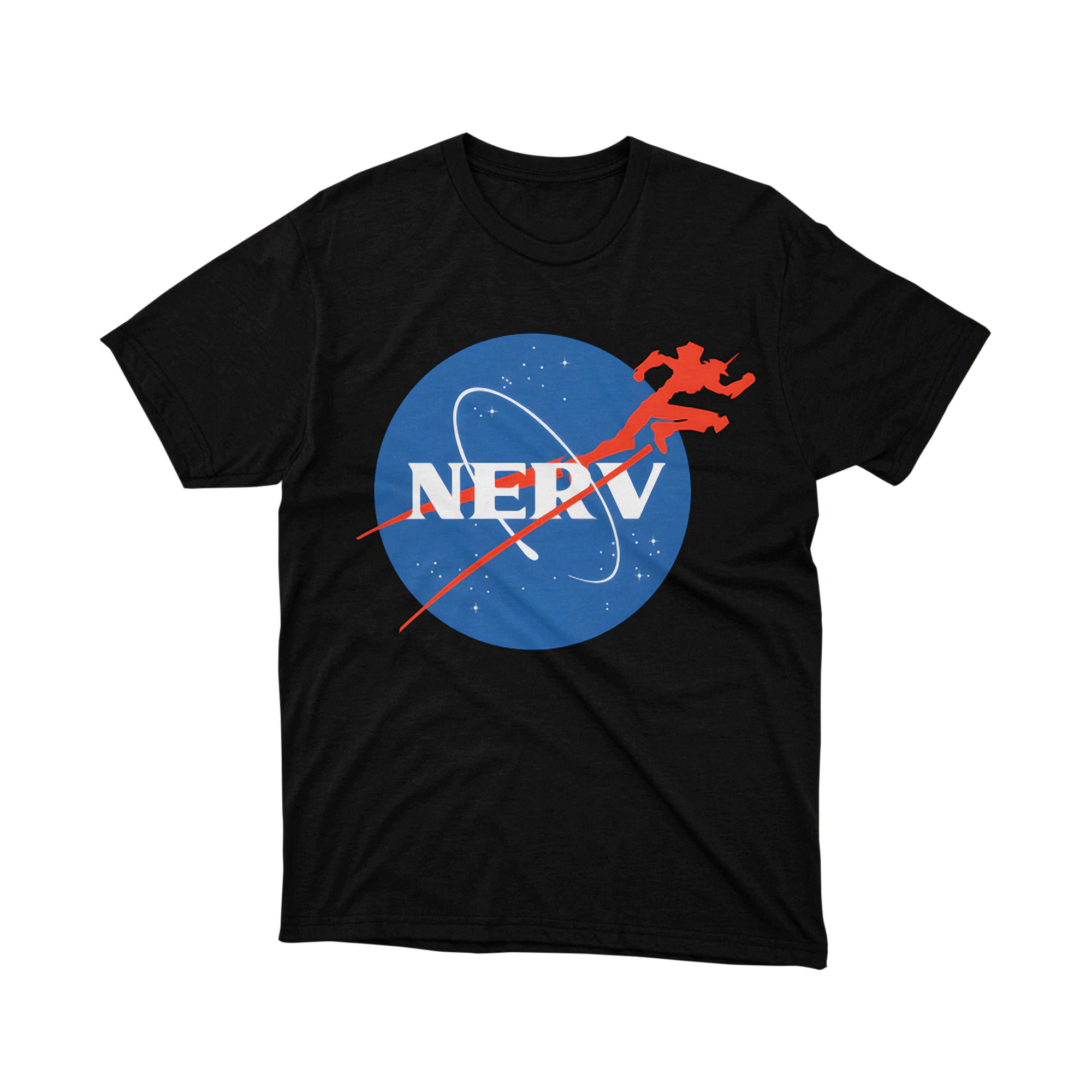 NERV Space Logo Shirt Anime Mecha Robot Graphic Tee NASA Style Blue Emblem Shirt for Men and Women