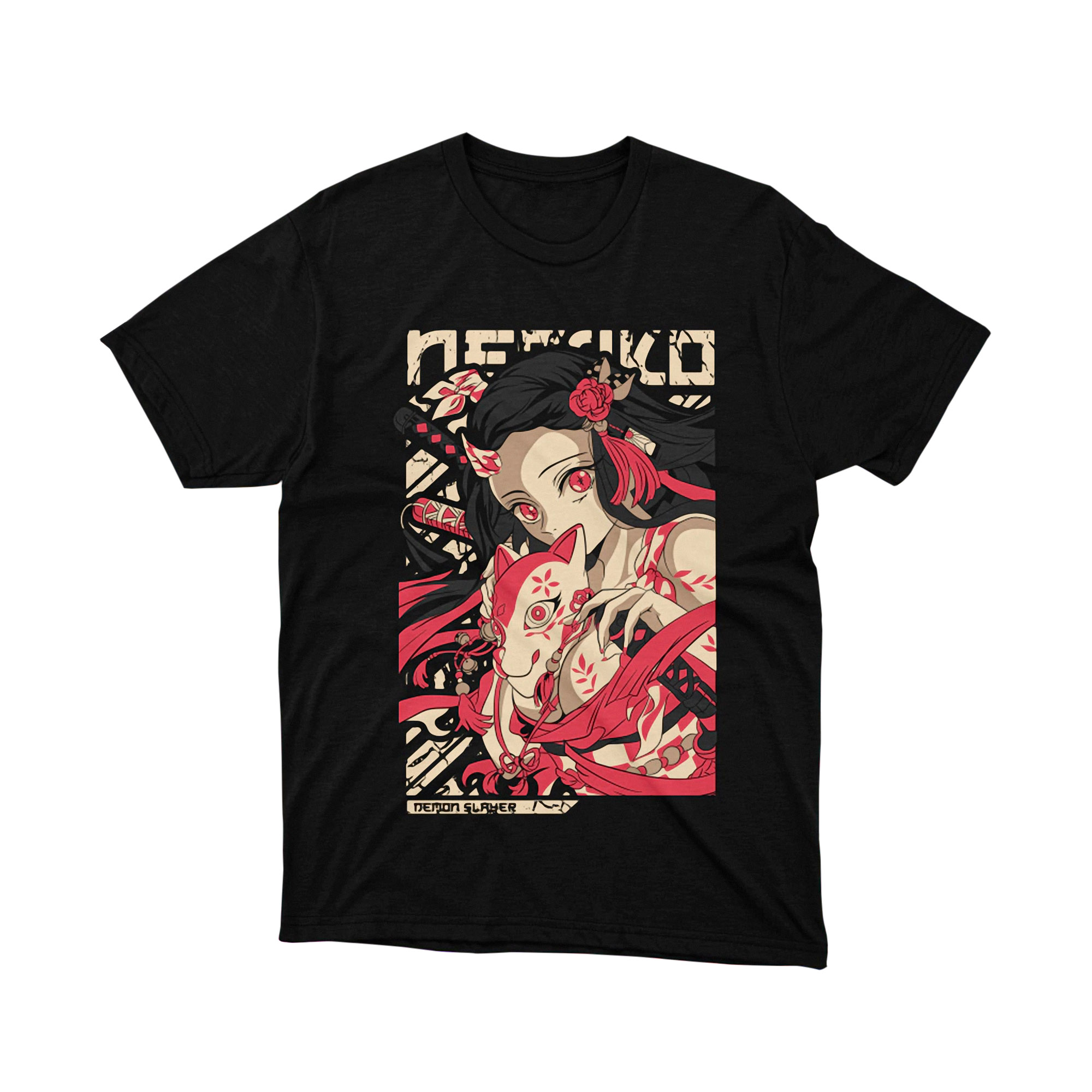 Nezuko Kamado Fox Mask Demon Slayer Anime T Shirt Japanese Art Otaku Tee