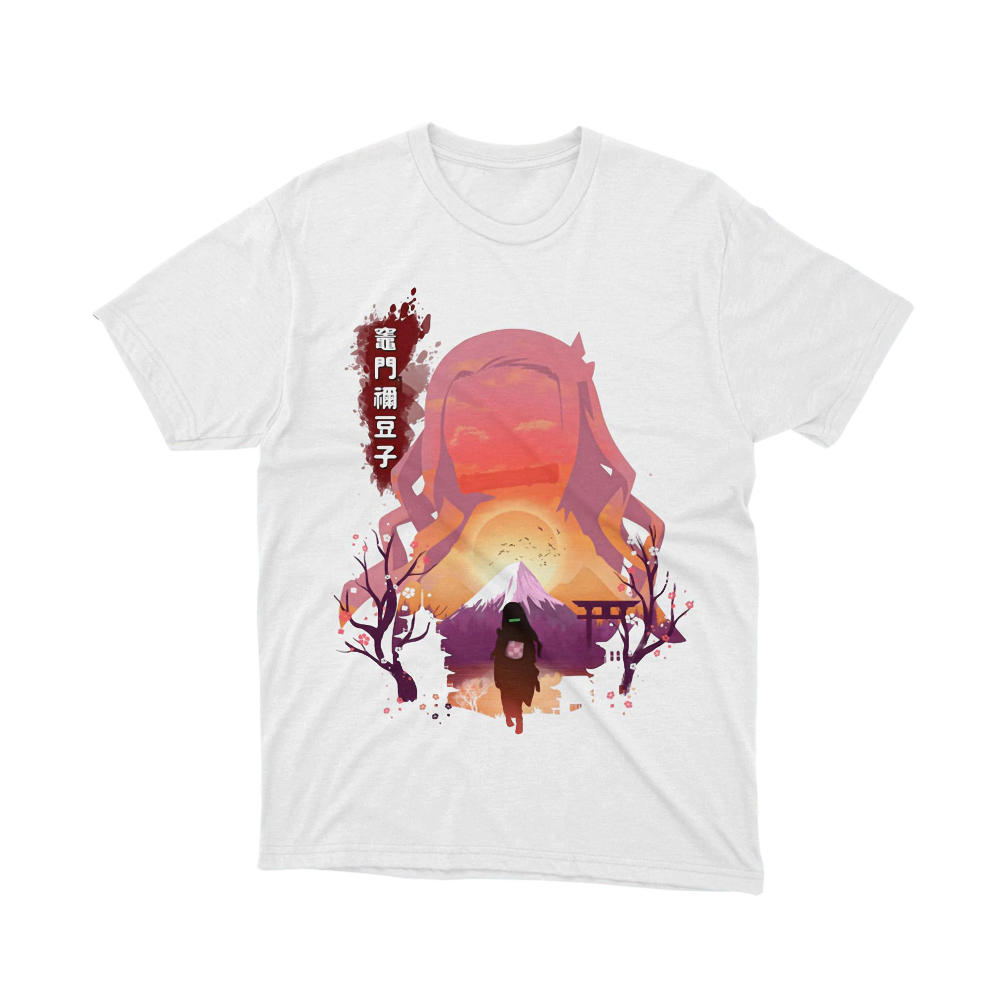 Nezuko Sunset Demon Slayer Anime T Shirt Landscape Japanese Graphic Tee