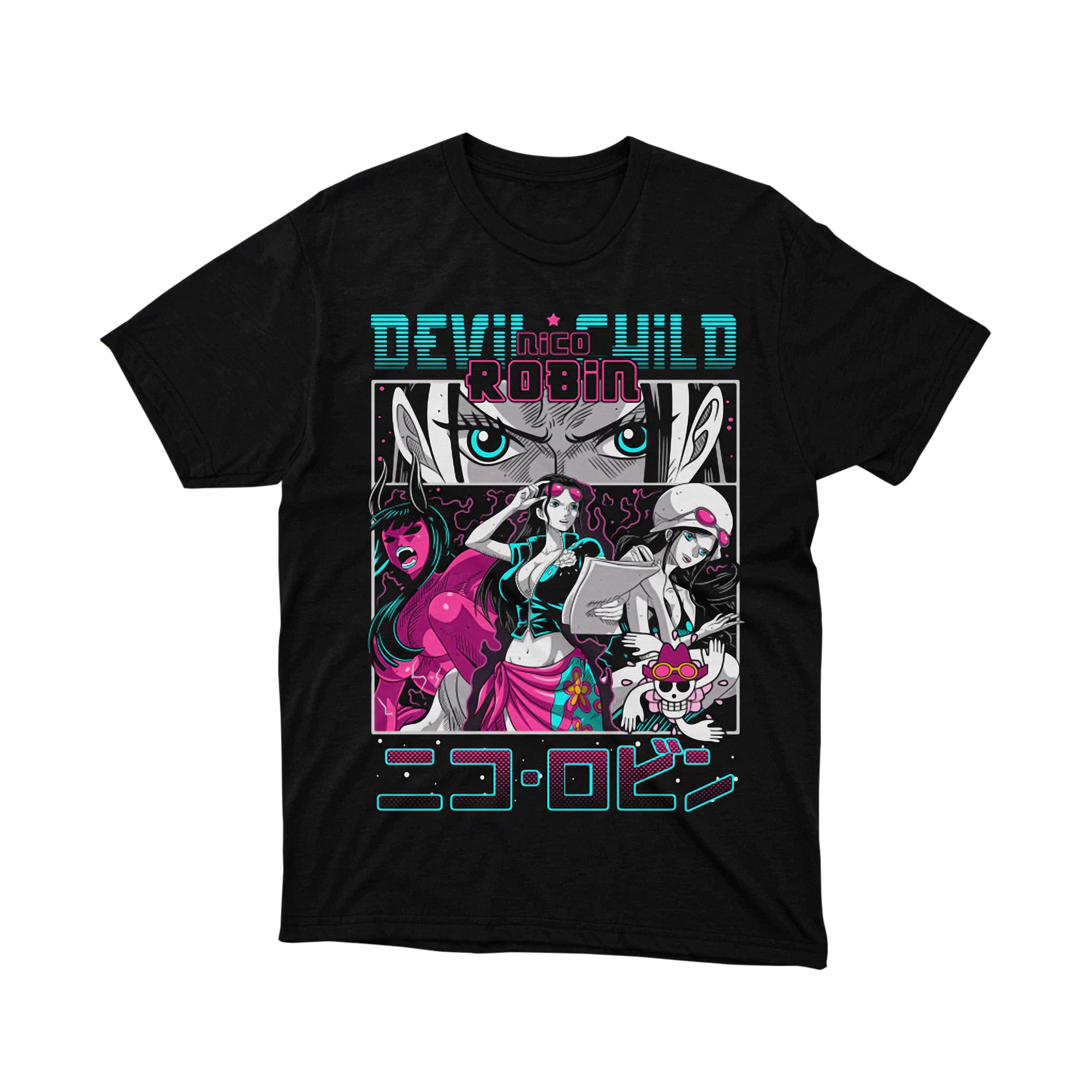 Nico Robin T Shirt, Devil Child Archaeologist Anime Graphic Tee, One Piece Crew Shirt for Men and Women, Otaku Gift for Fans