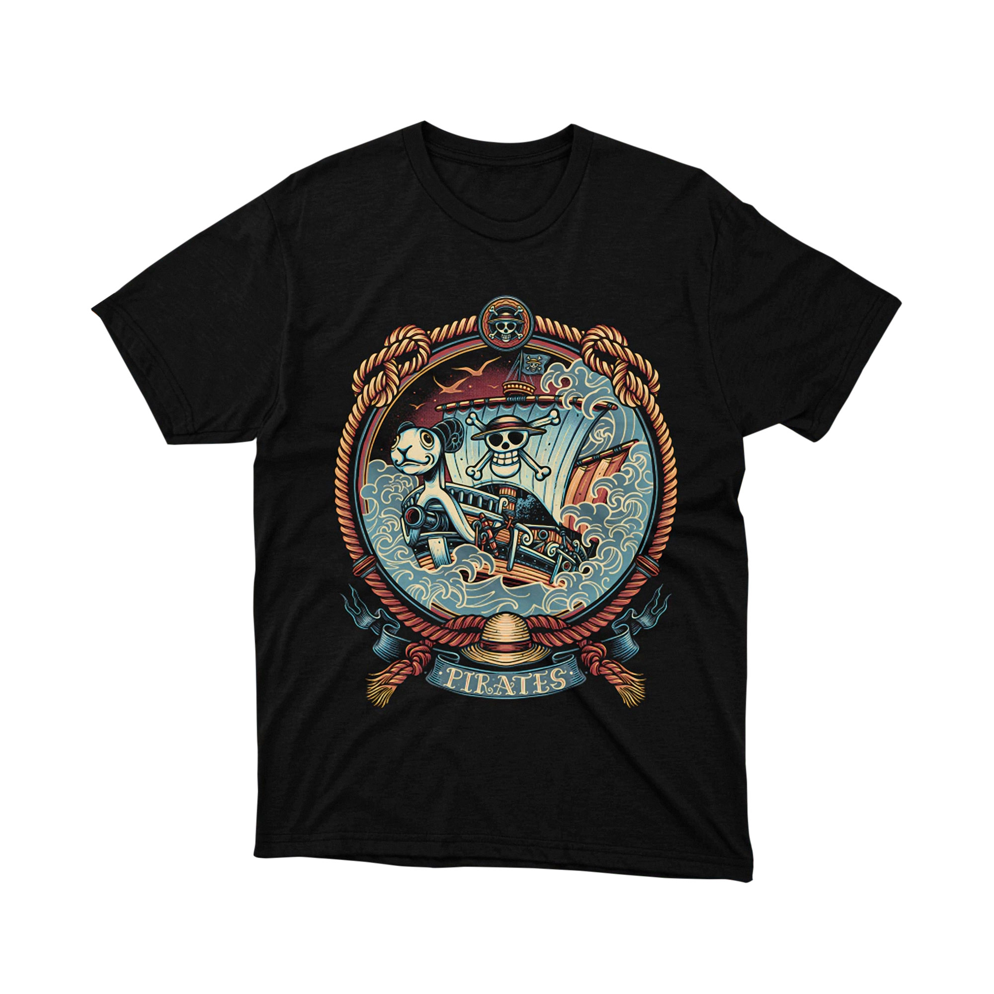 One Piece Going Merry Pirate Ship Tattoo Art T Shirt