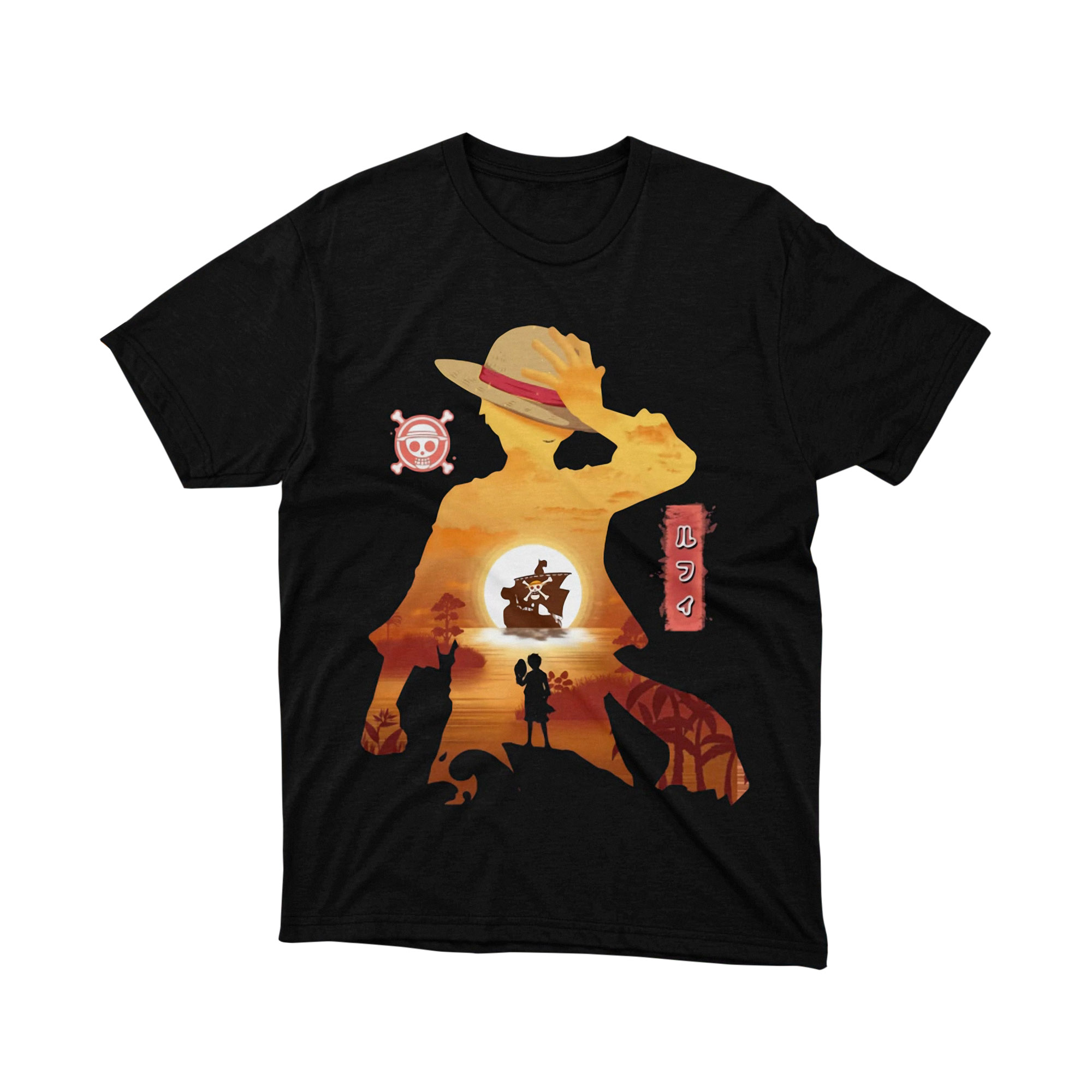 One Piece Luffy Straw Hat Promise Silhouette T Shirt