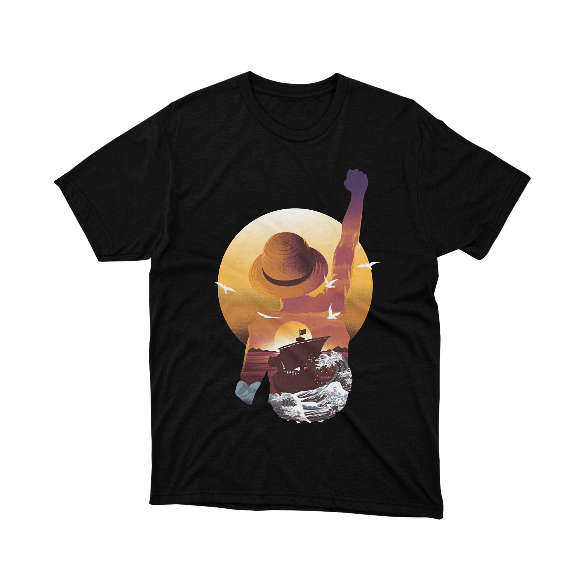 One Piece Luffy Straw Hat Silhouette Pirate T Shirt
