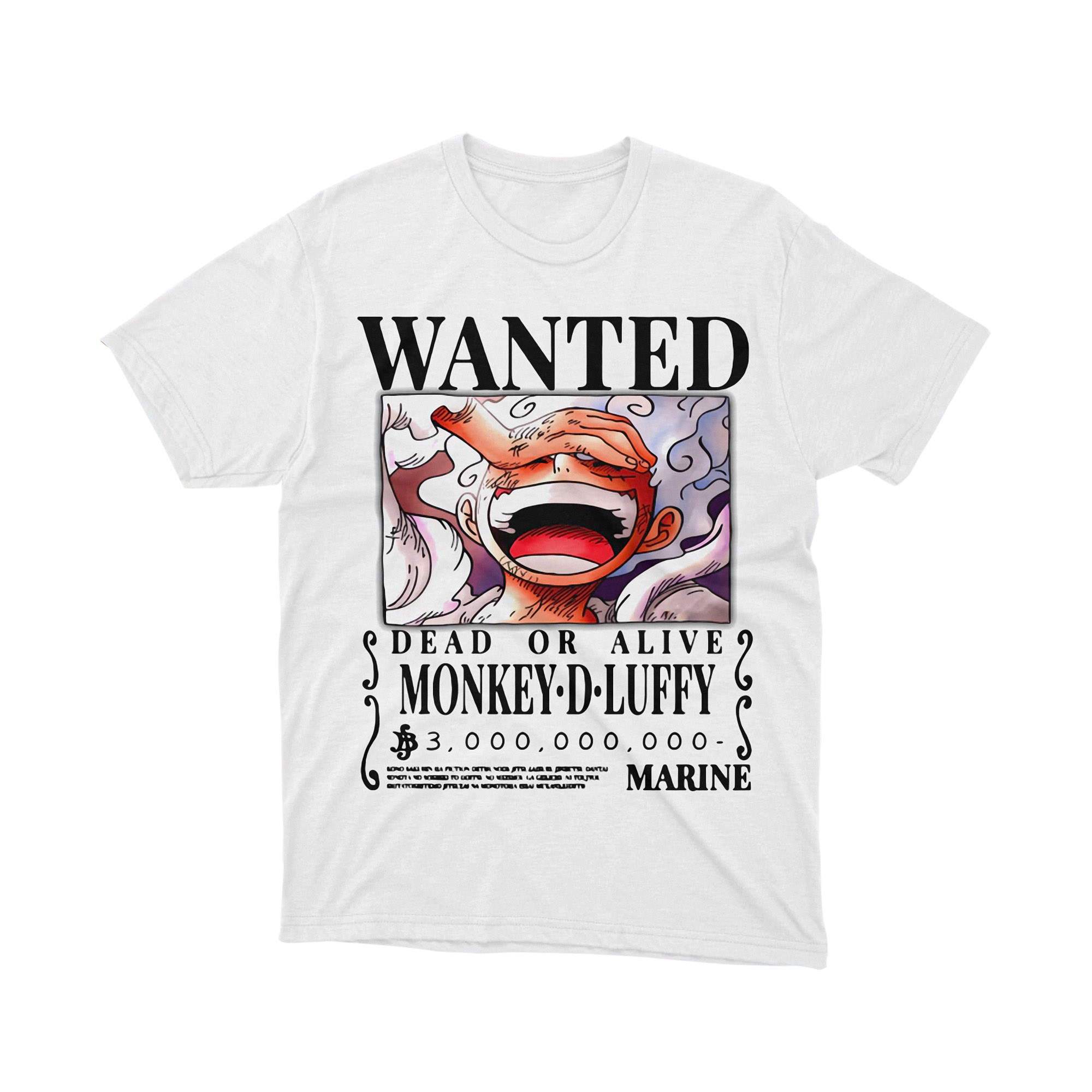 One Piece Monkey D Luffy Gear 5 Wanted Poster T Shirt