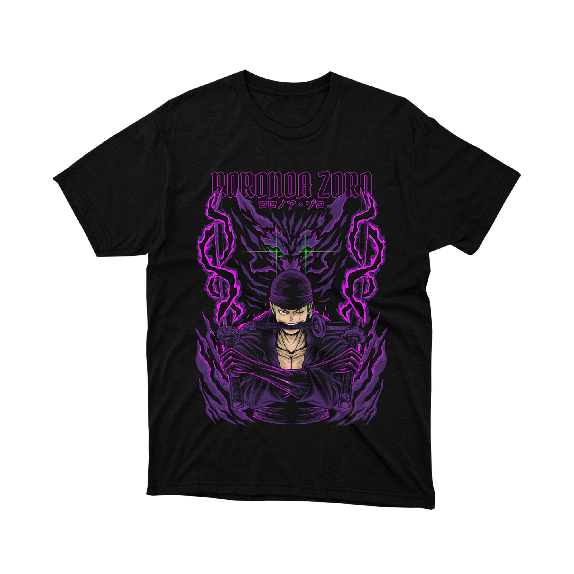 One Piece Roronoa Zoro Three Swords Purple Aura T Shirt