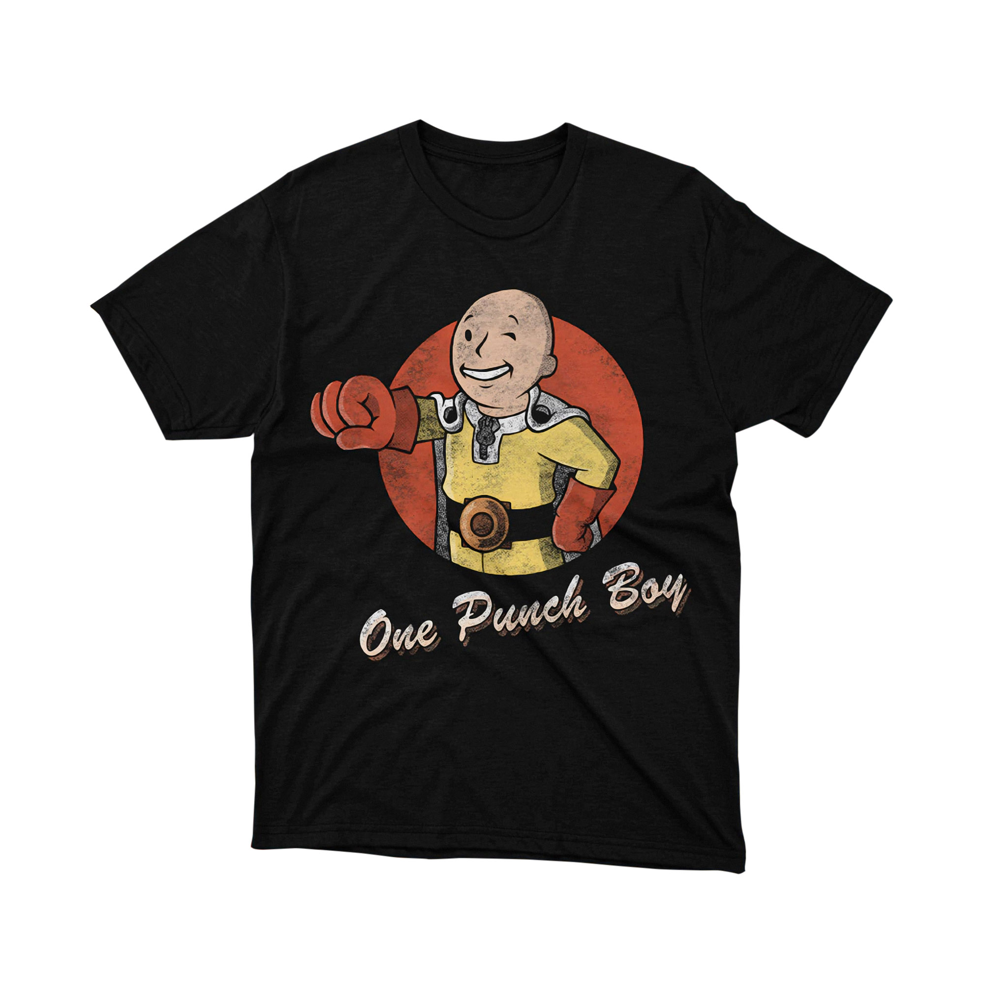 One Punch Boy Vault Parody Smiling Hero Cartoon Funny T Shirt
