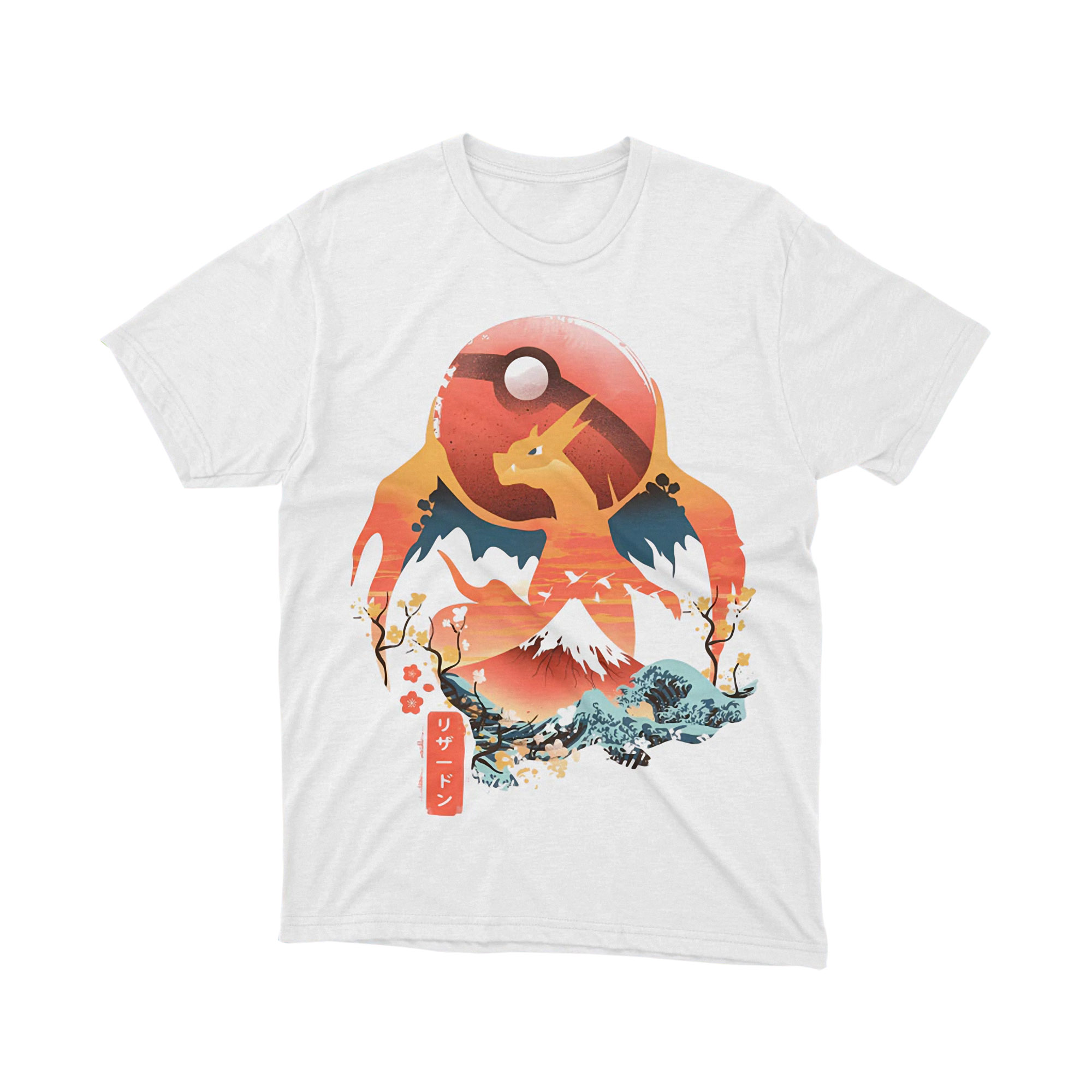 Pikachu Bridge Red Sun Japanese Landscape Art Pokemon T Shirt