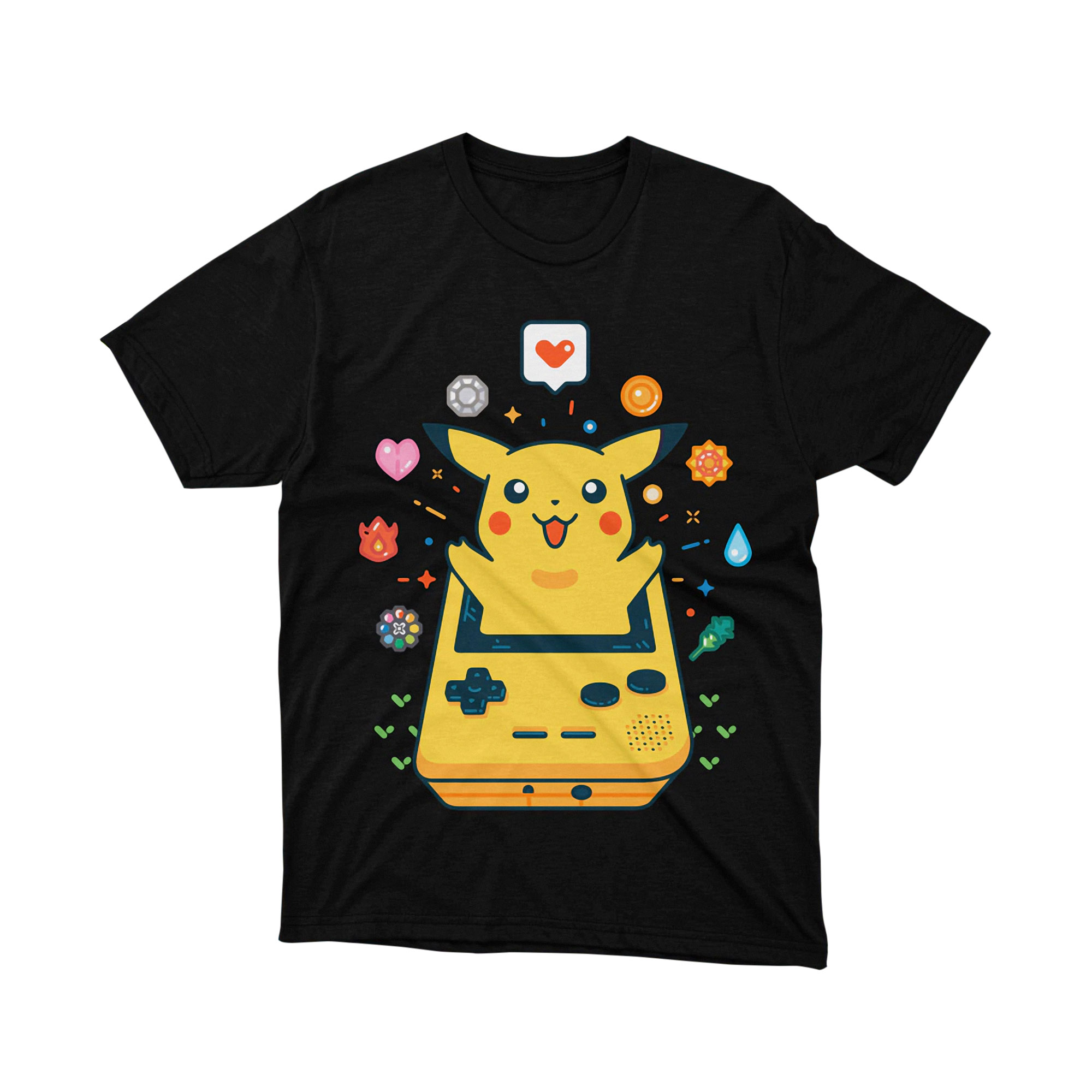 Pikachu Gameboy Color Badges Cute Retro Pocket Monsters T Shirt
