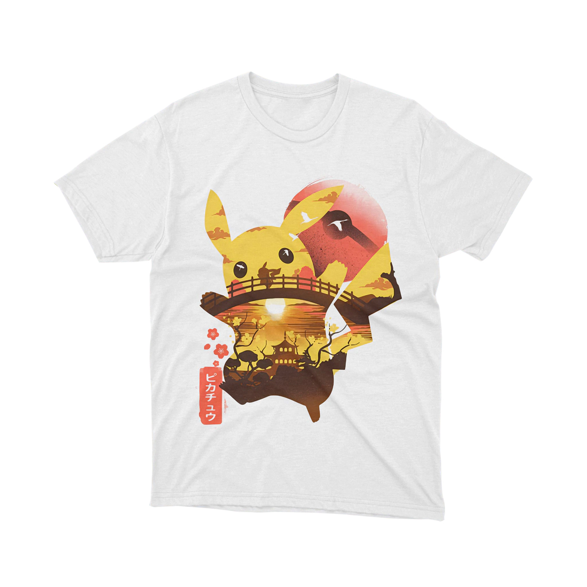 Pikachu Red Slash Watercolor Brush Stroke Japanese Symbol T Shirt