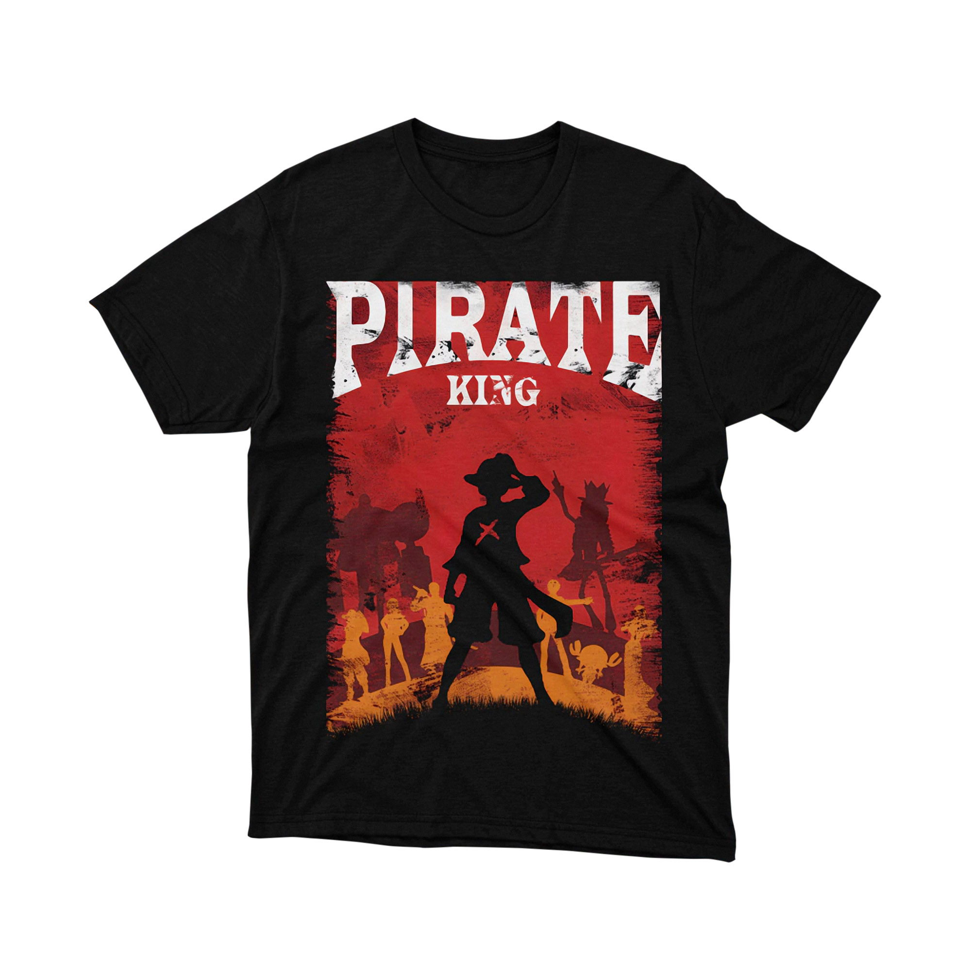 Pirate King Crew Silhouette Red Poster One Piece Animation T Shirt
