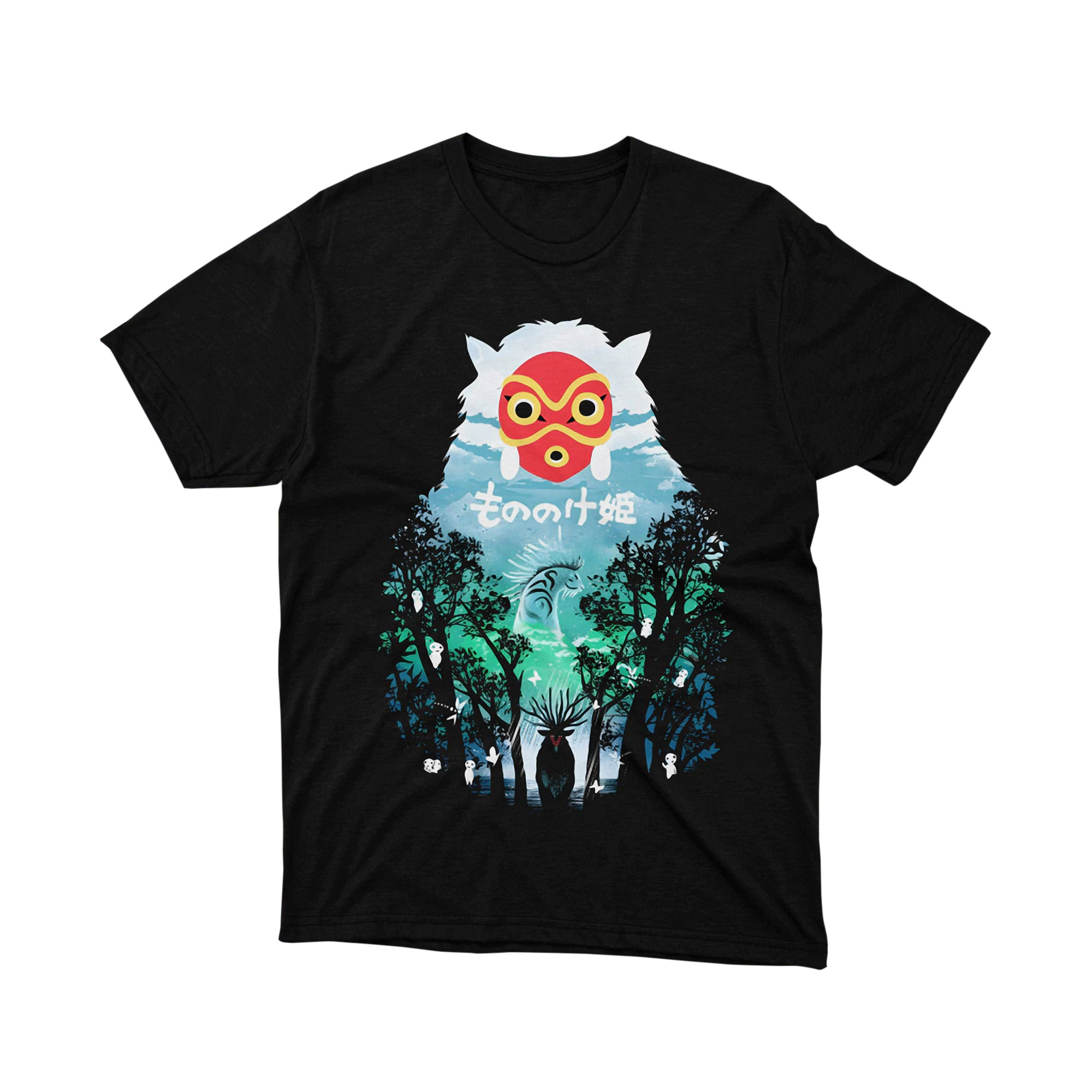Princess Mononoke Spirit Mask Green Nature Japanese Fantasy T Shirt