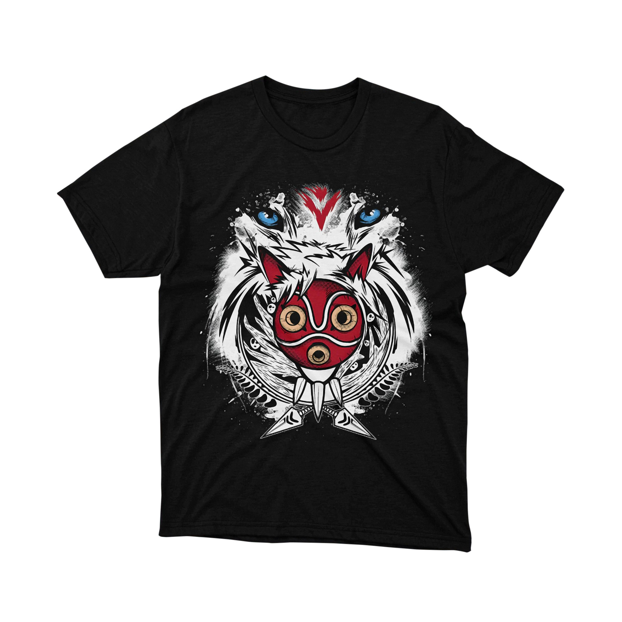 Princess Mononoke Wolf T Shirt Anime Graphic Tee Moonlight Warrior Japanese Style Shirt for Men and Women Otaku Gift