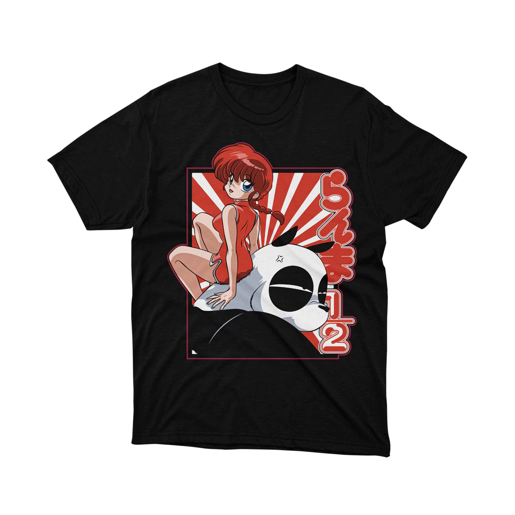 Ranma Girl Panda Red Sun Japanese Poster Style Anime T Shirt