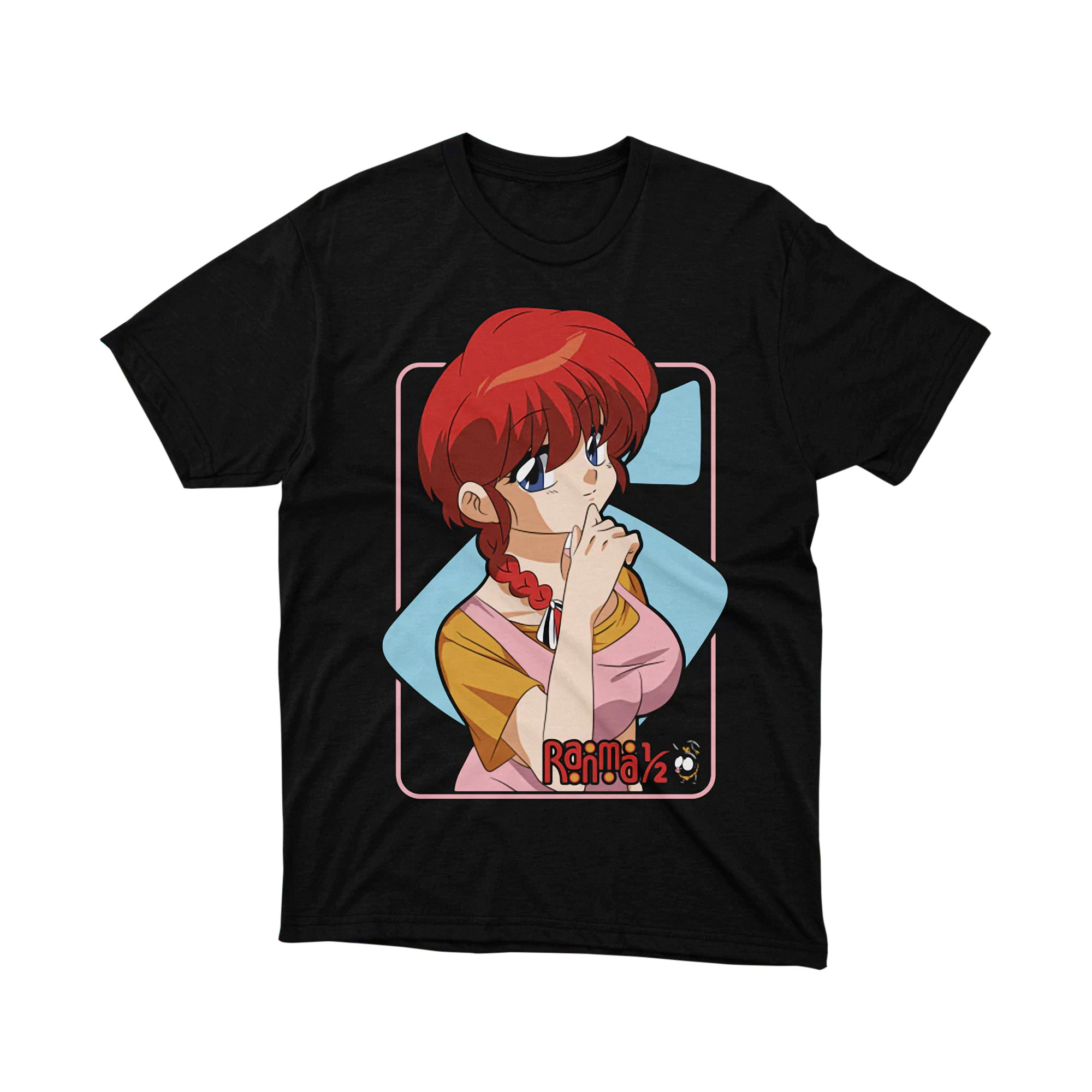 Red Haired Ranma Half Pink Shirt Thinking Pose Cute Anime T Shirt