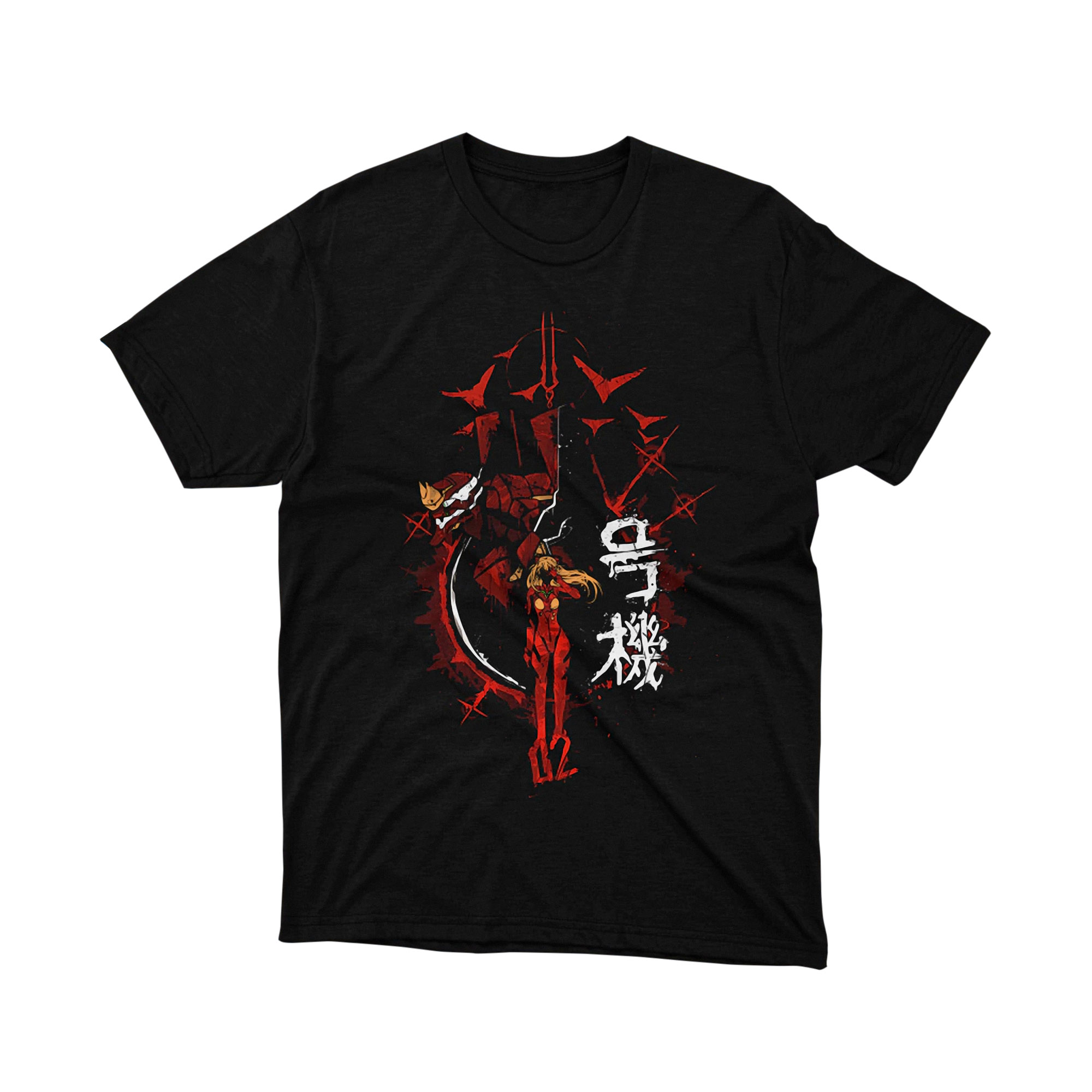 Red Mecha Unit Shirt Anime Robot Pilot Graphic Tee Dark Japanese Art Style Shirt for Men and Women